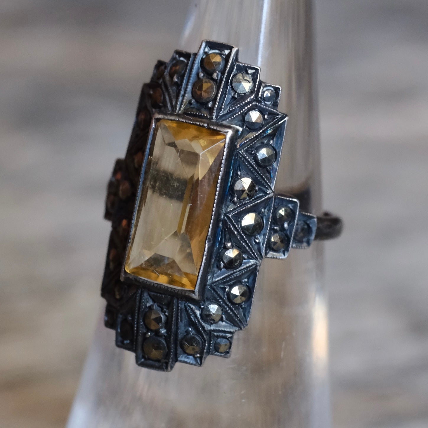 Vintage Sterling Amethyst and Marcasite Ring 4