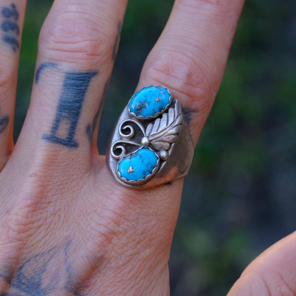 Vintage Sterling Morenci Feather Ring 10.75