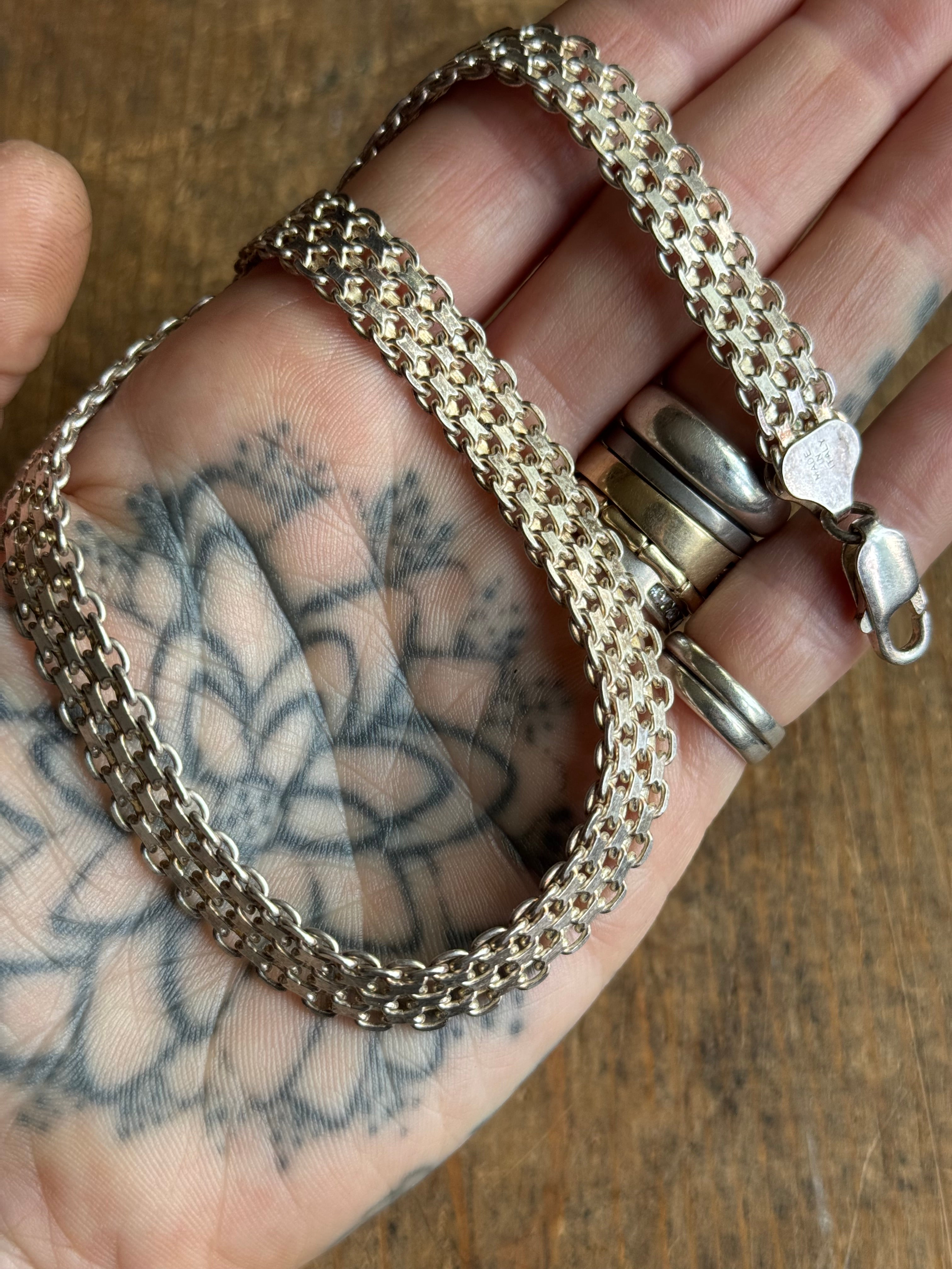 Vintage Sterling Silver 18” Woven Link Chain