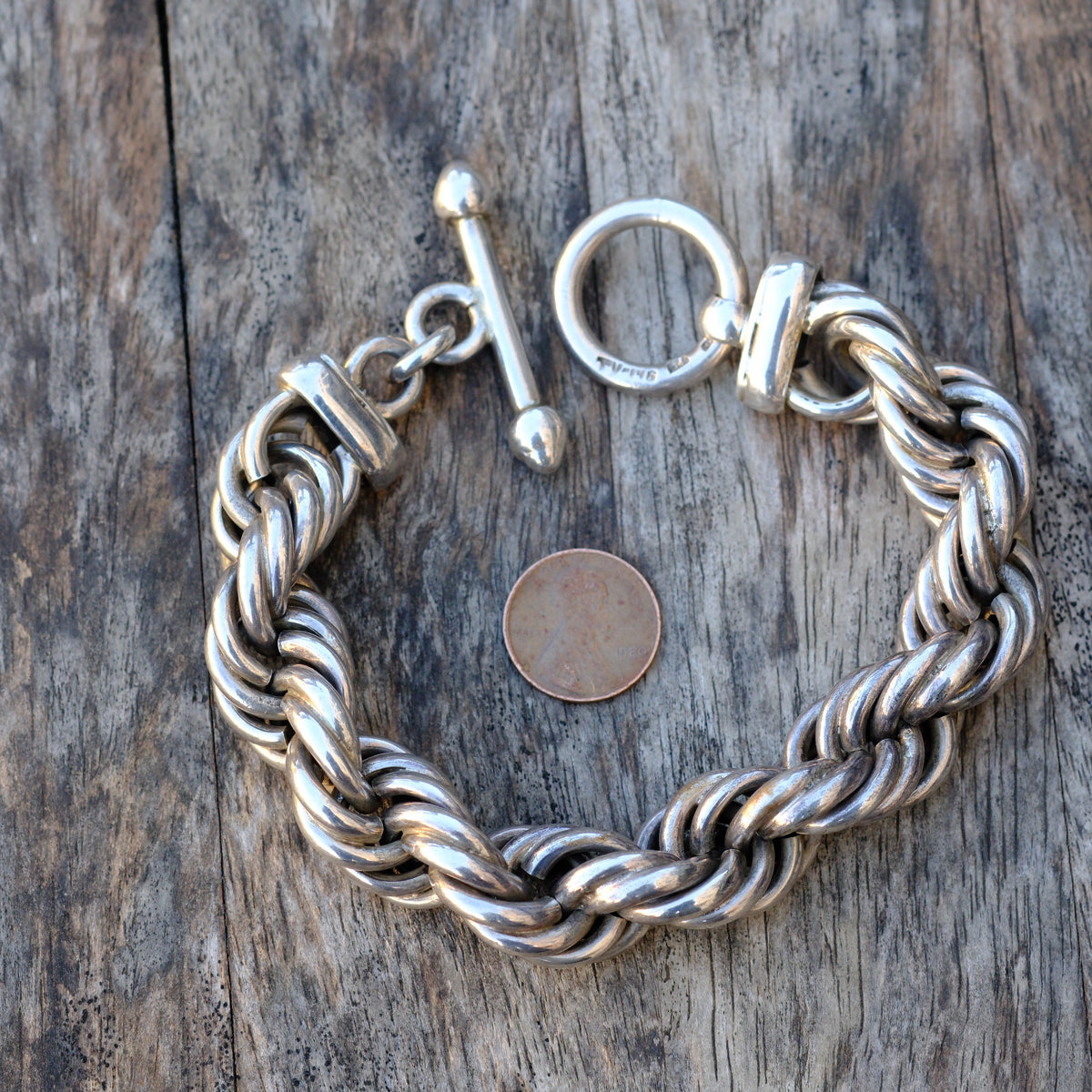 HUGE Vintage Sterling Silver 9" Woven Chain Bracelet 115.5 Grams