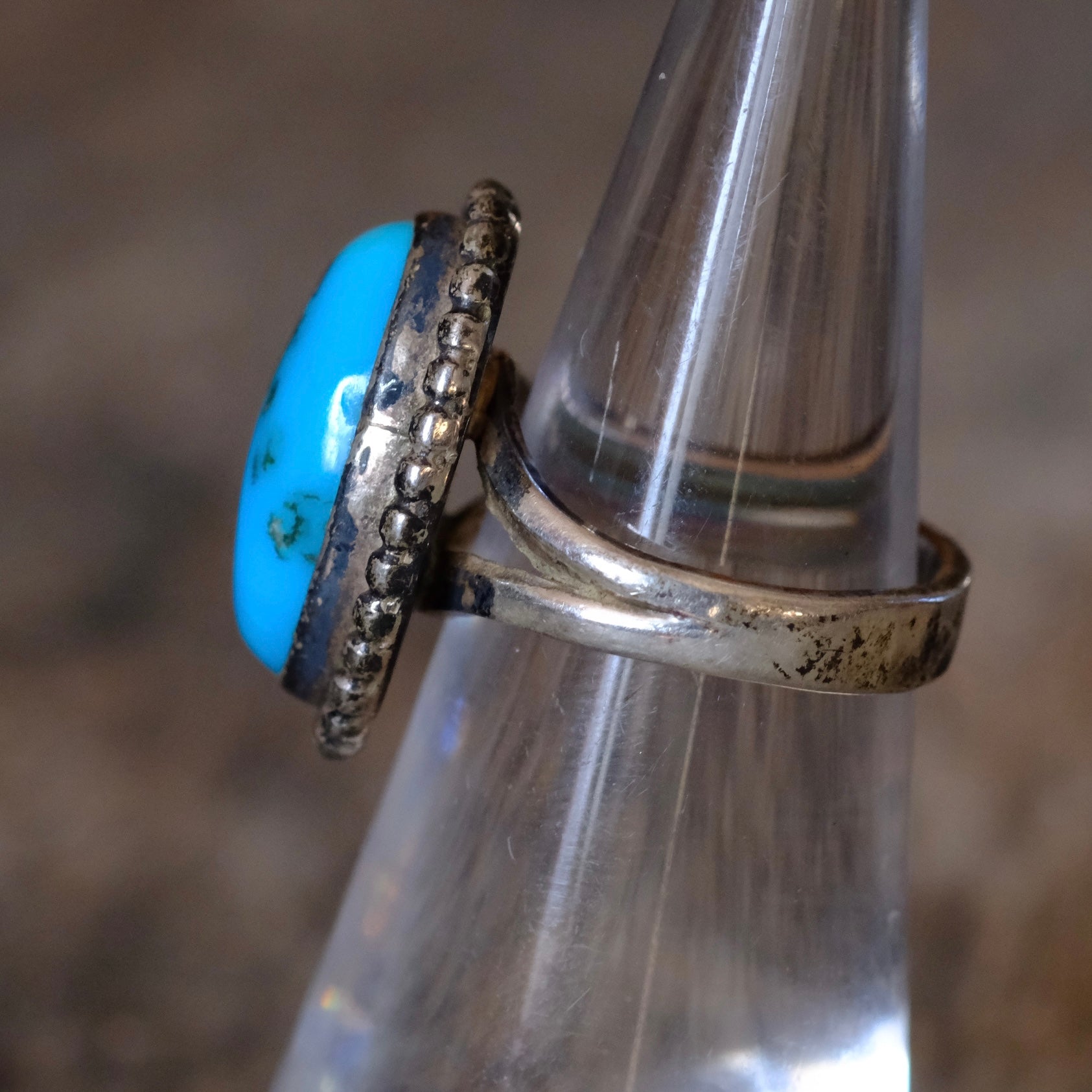 Vintage Sterling Turquoise Ring 4.5