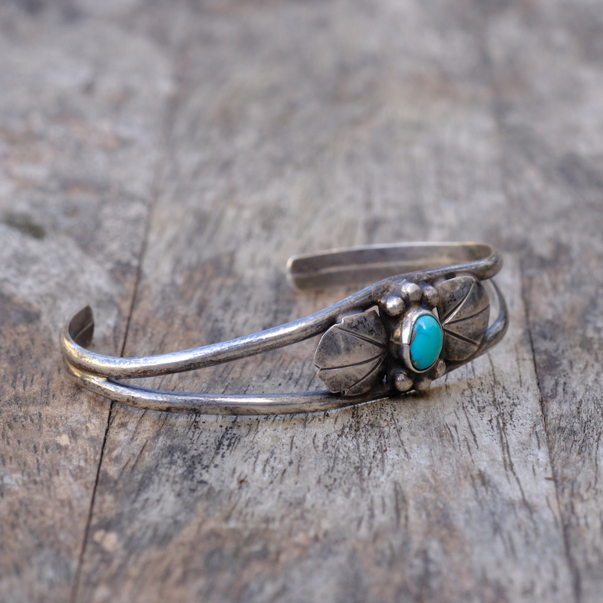 Vintage Sterling Turquoise Winged Cuff Bracelet