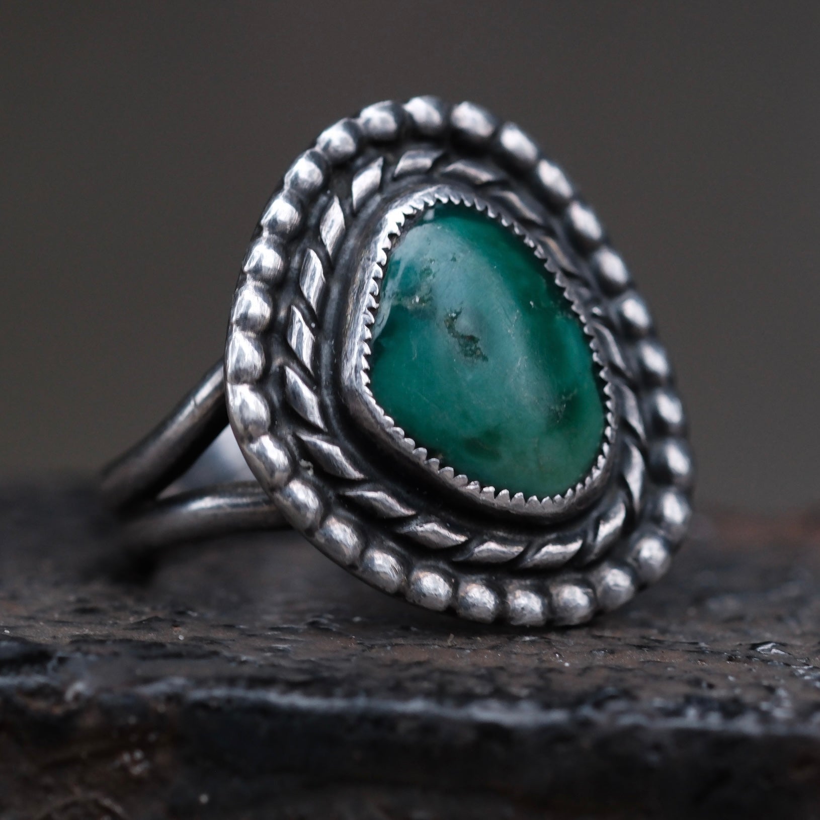 Vintage Sterling Turquoise Ring 6.5