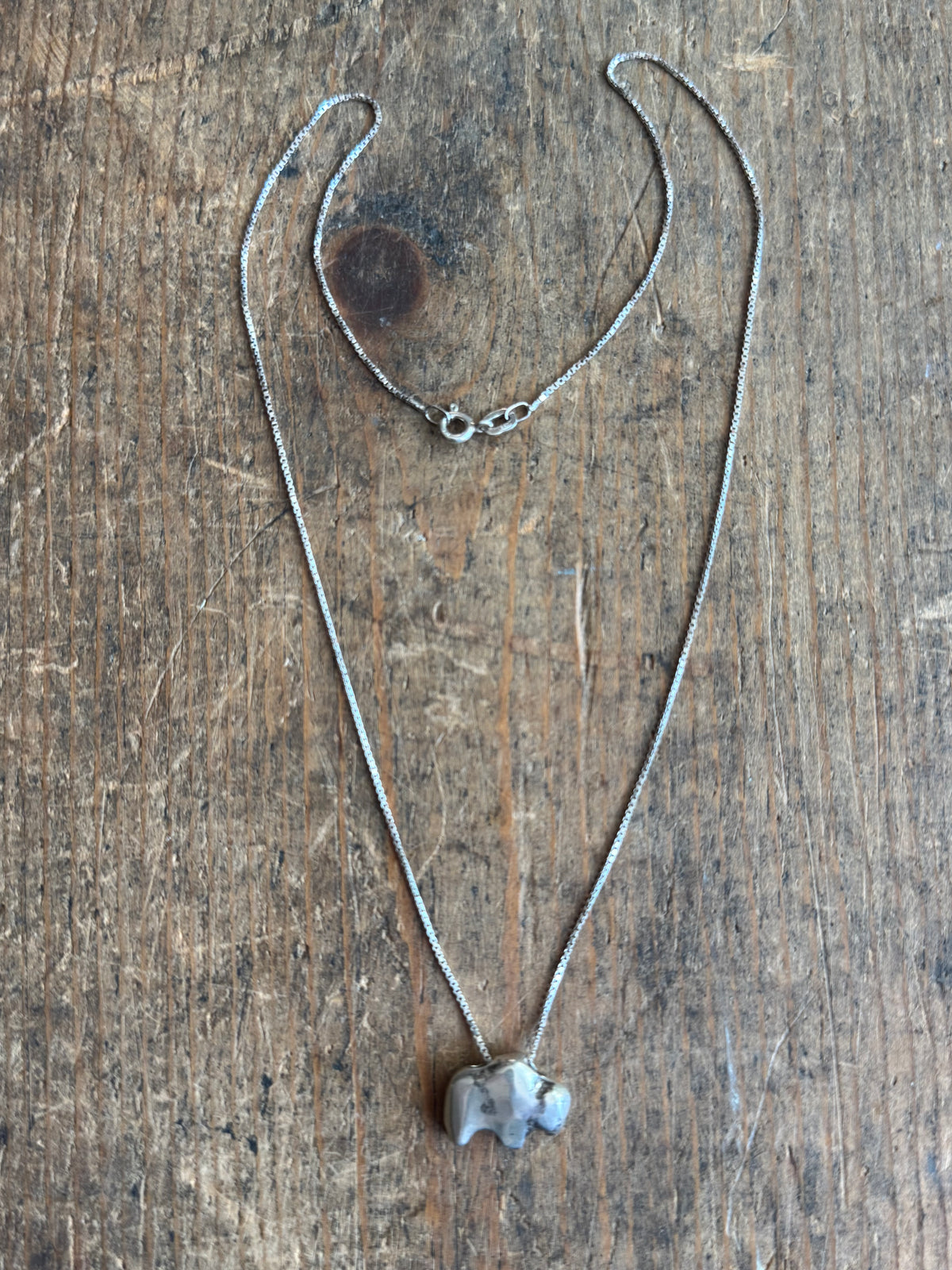 Vintage Sterling Silver Buffalo Necklace