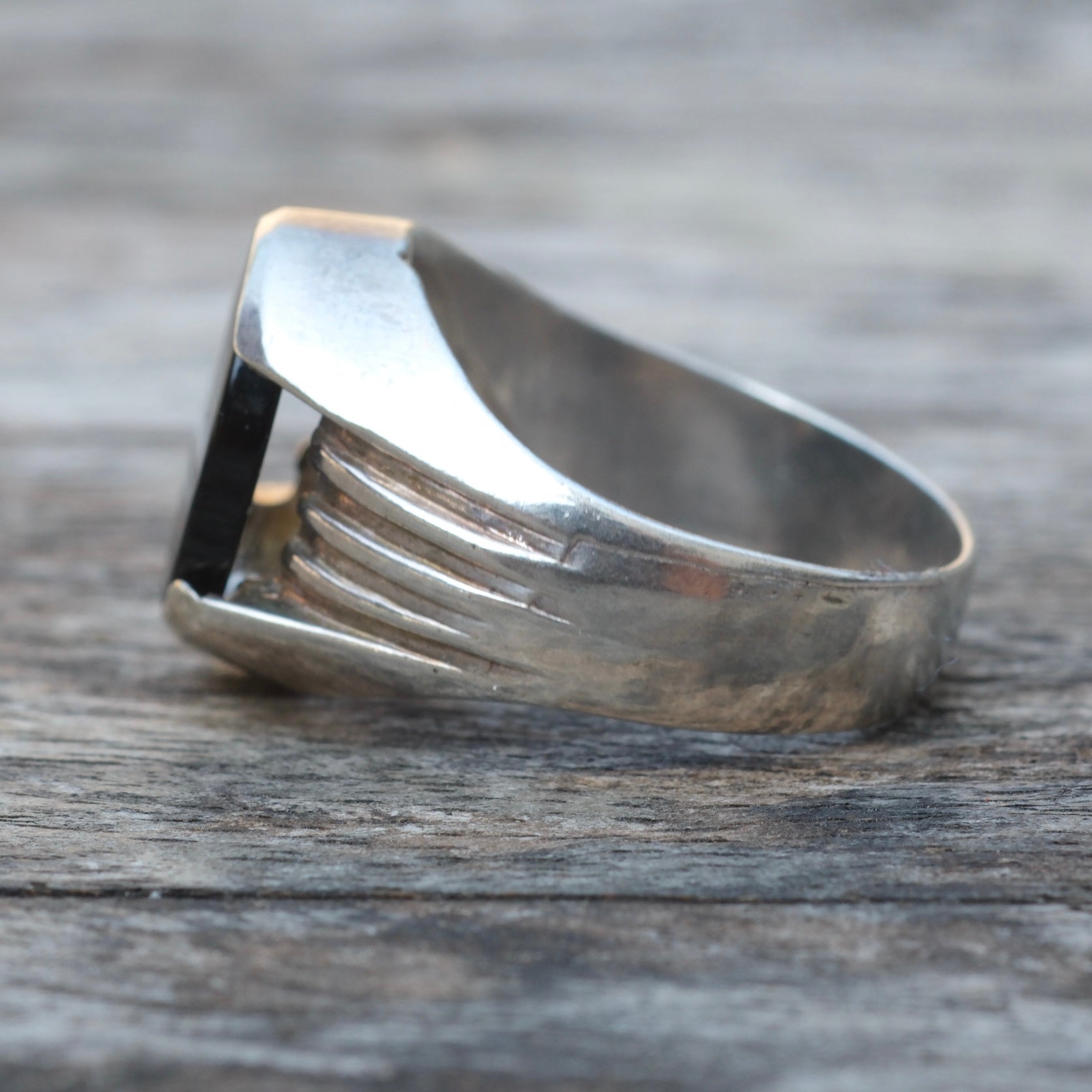 Vintage Sterling Onyx Signet Ring 9.25
