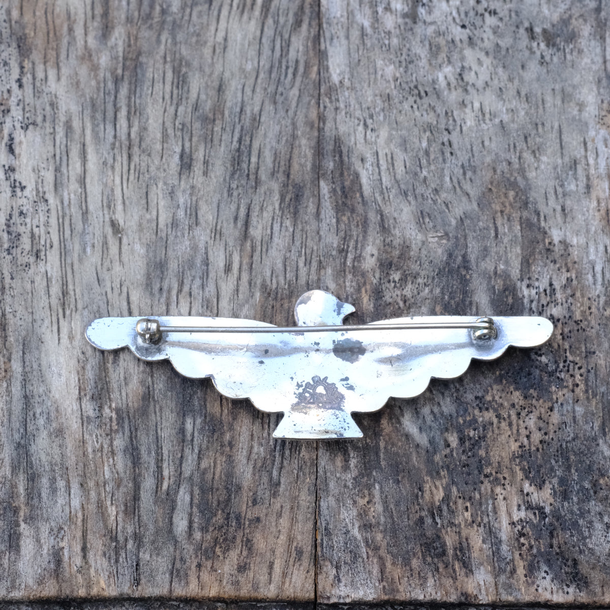 Vintage Sterling Turquoise Thunderbird Pin