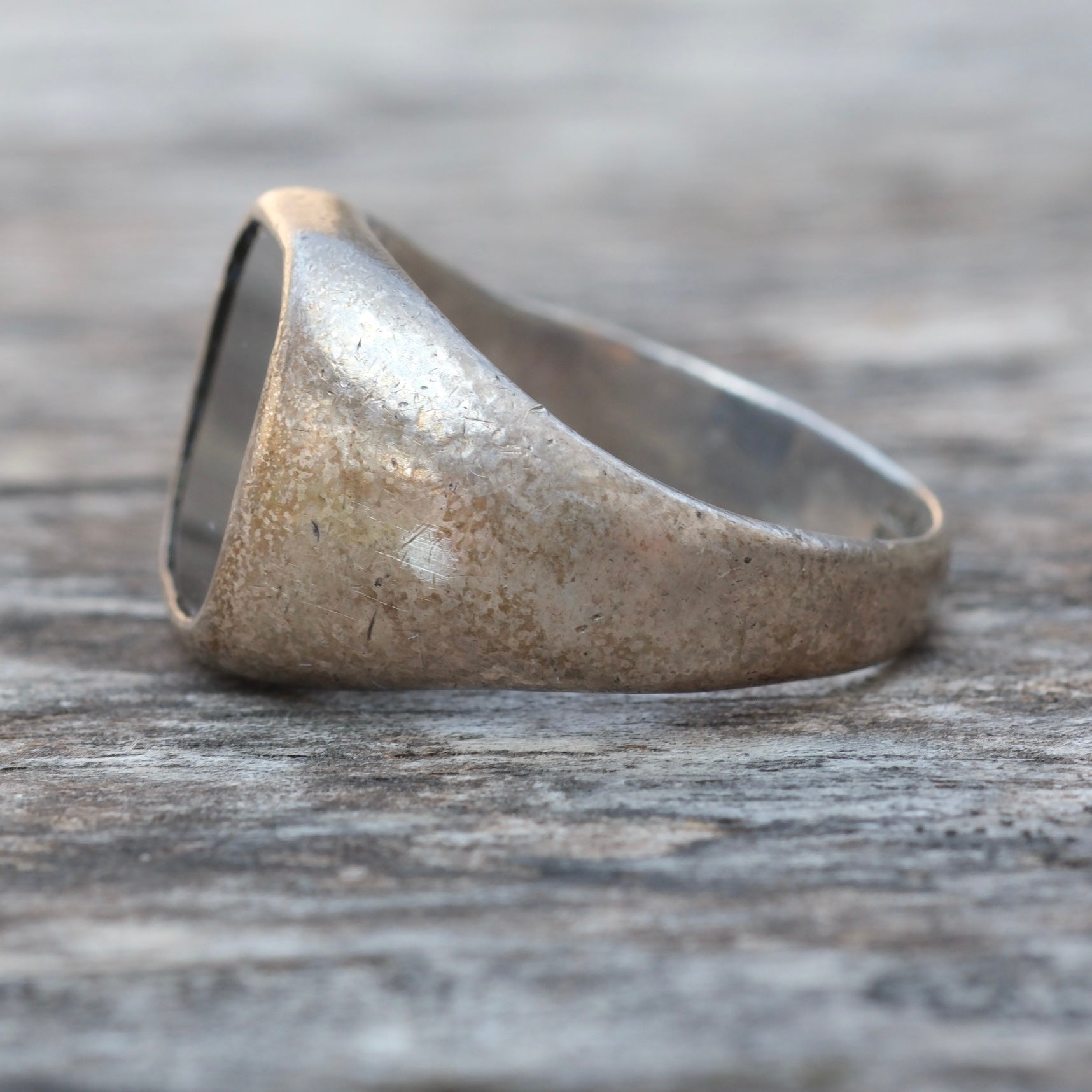 Vintage Sterling Onyx Signet Ring 10.25