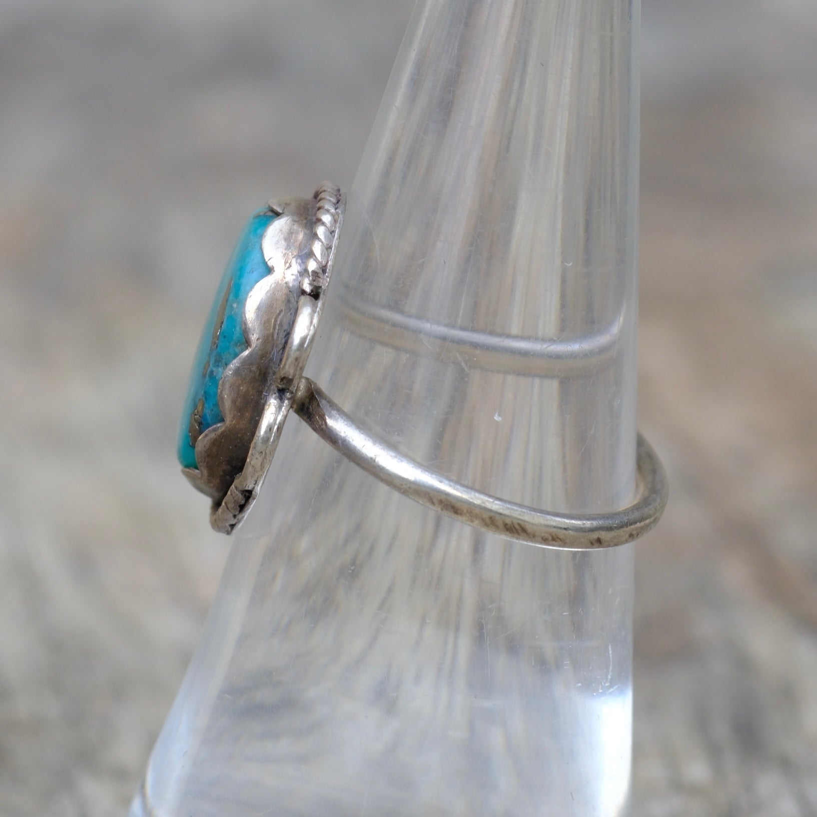 Vintage Sterling Turquoise Roper Ring 6.5
