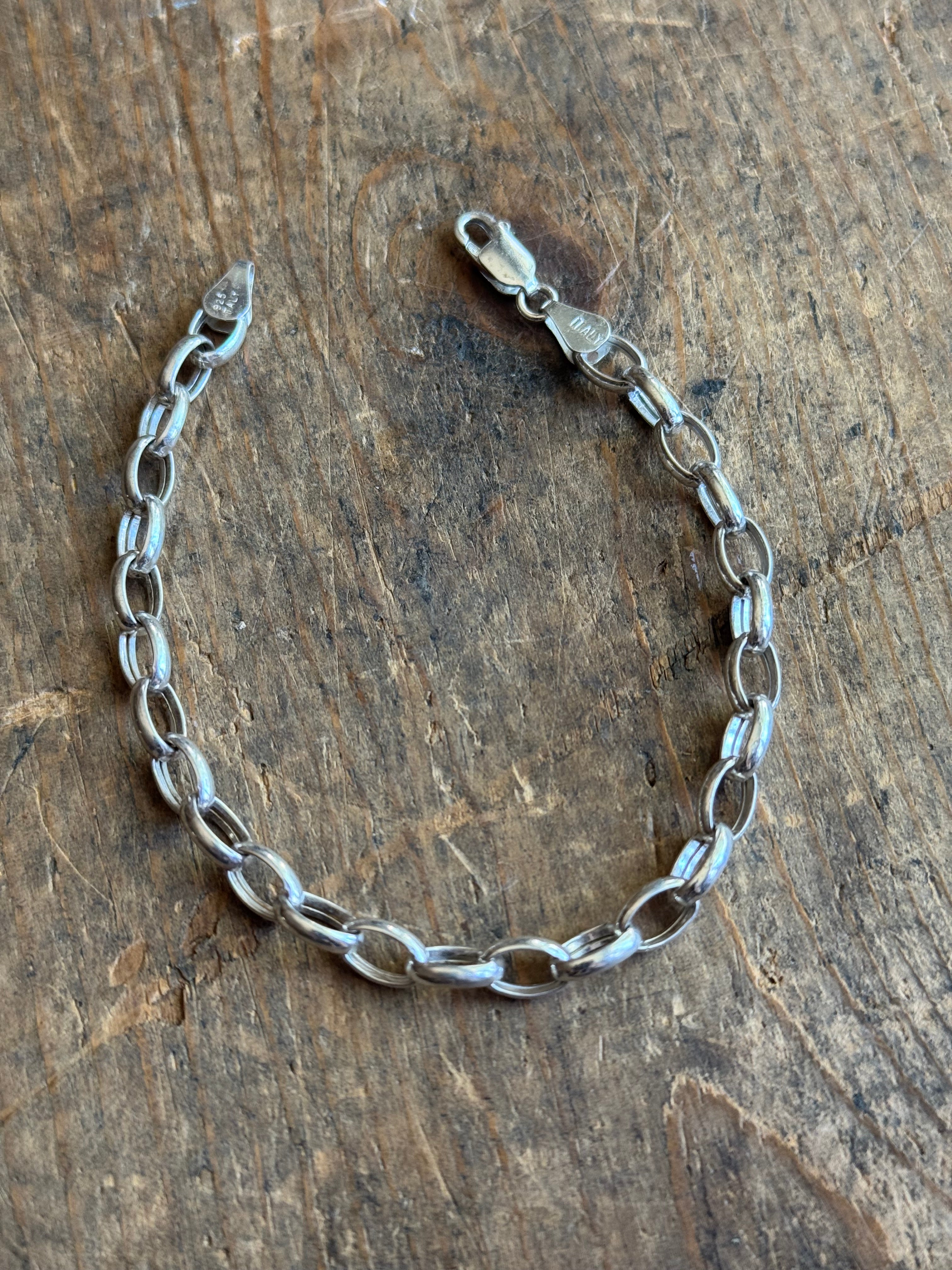Vintage Sterling Silver Oval Cable Chain 7.5"