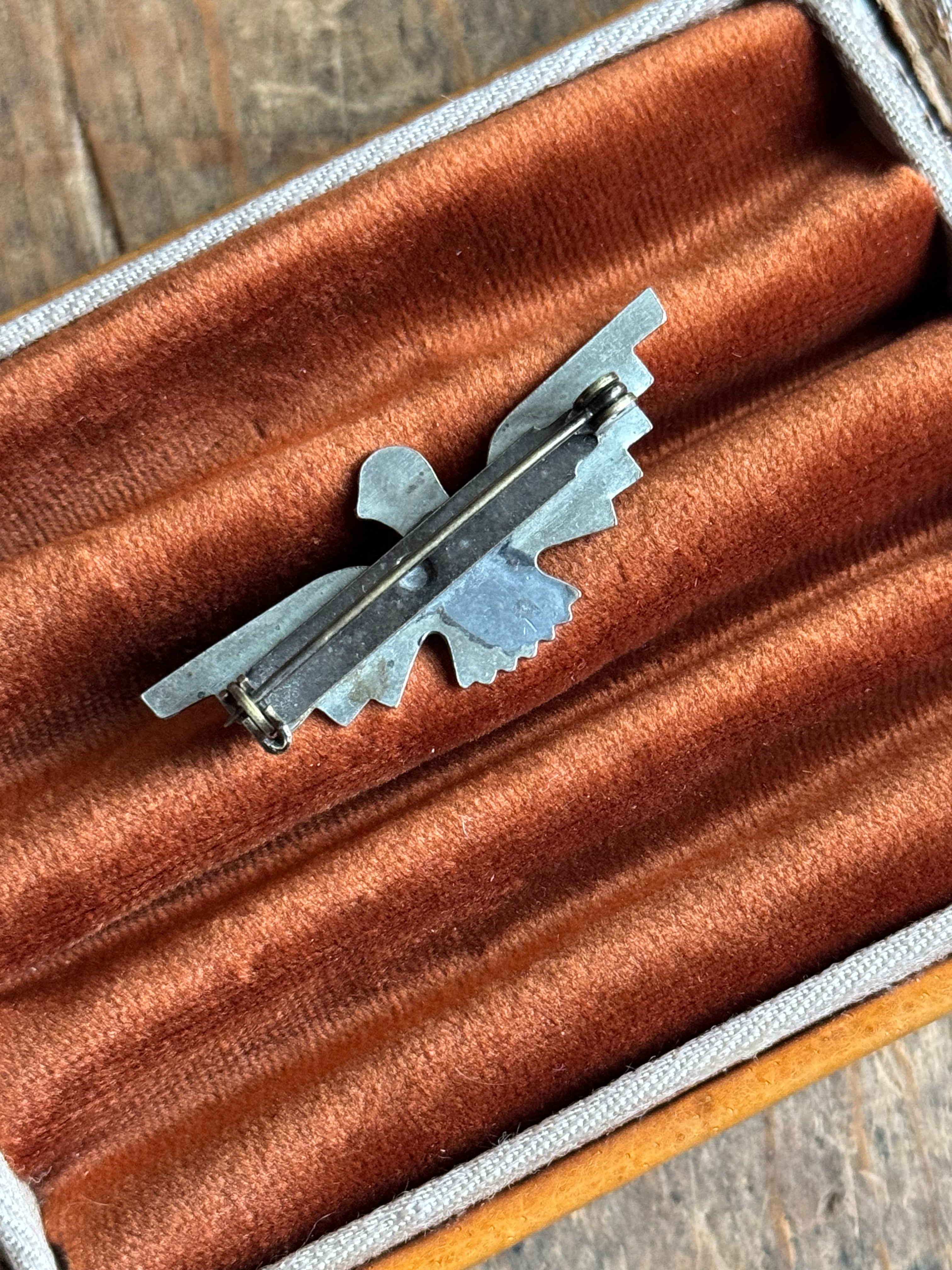 Vintage Sterling Silver Turquoise Thunderbird Pin