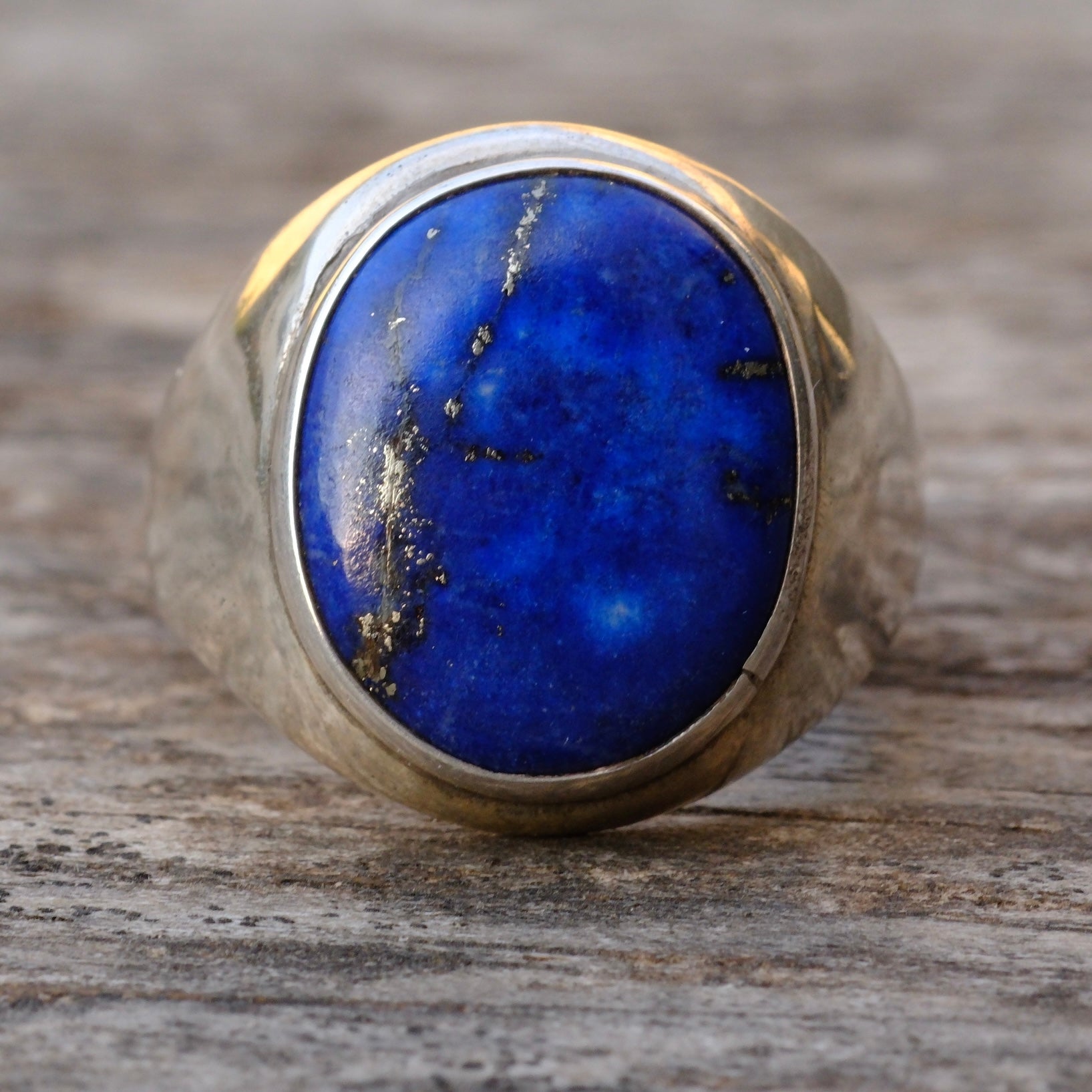 Vintage Sterling Lapis Signet Ring 9.75