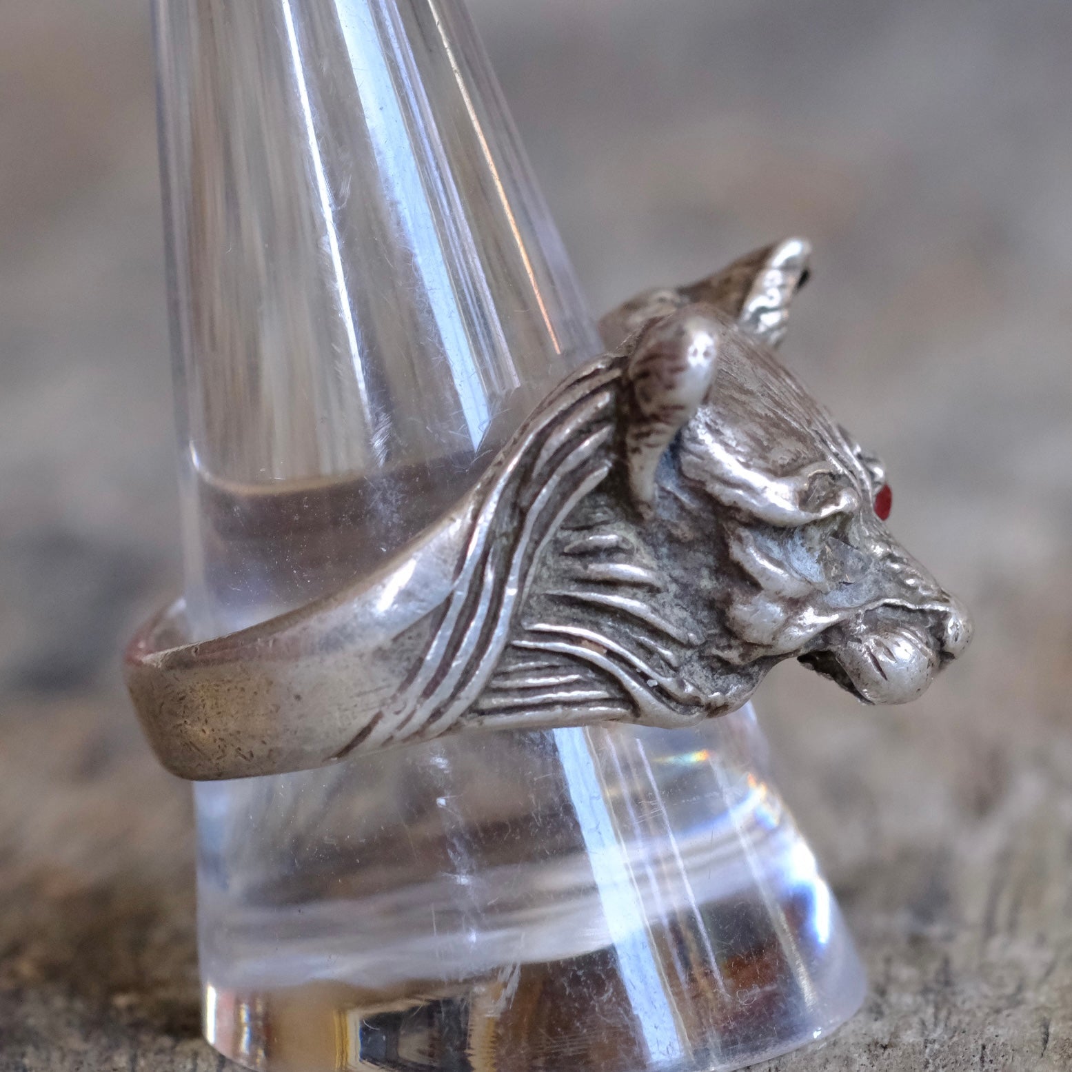 Vintage Sterling Big Cat Ring 11