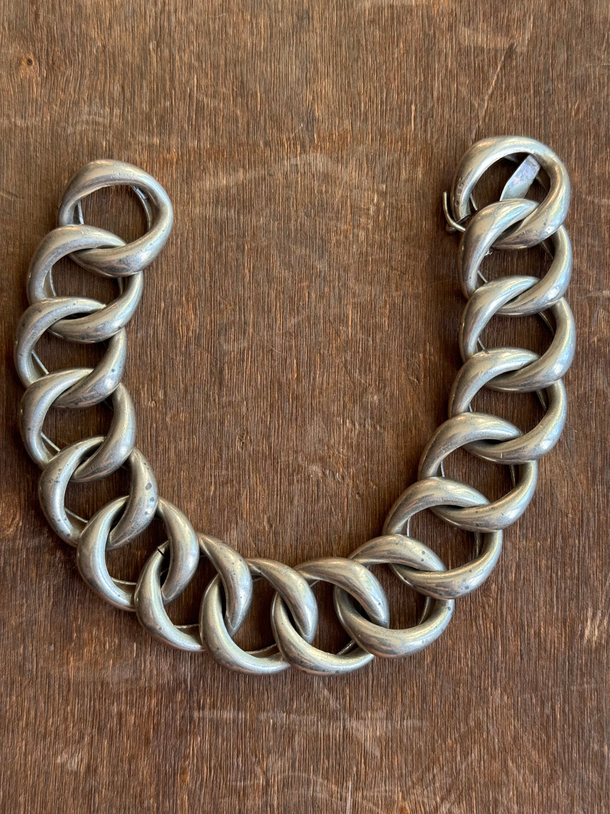 Vintage Sterling Silver 7” Hollow Link Curb Chain Bracelet
