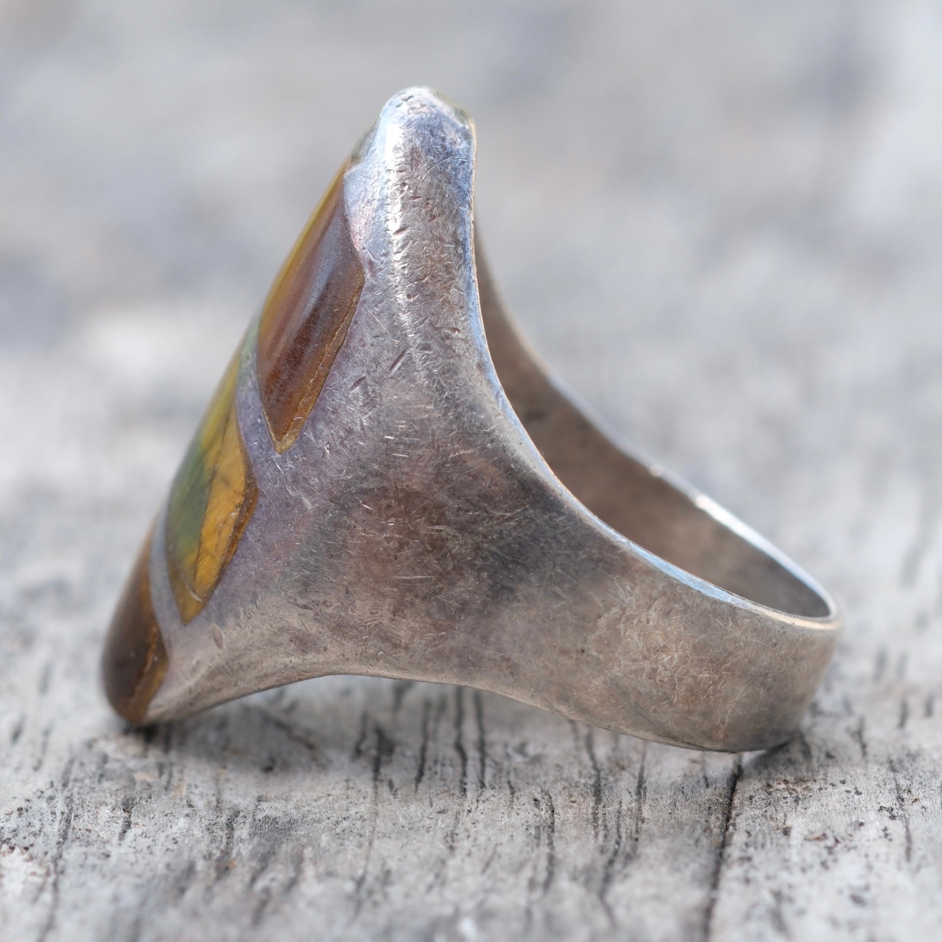 Vintage Sterling Tigers Eye Ring 10.25