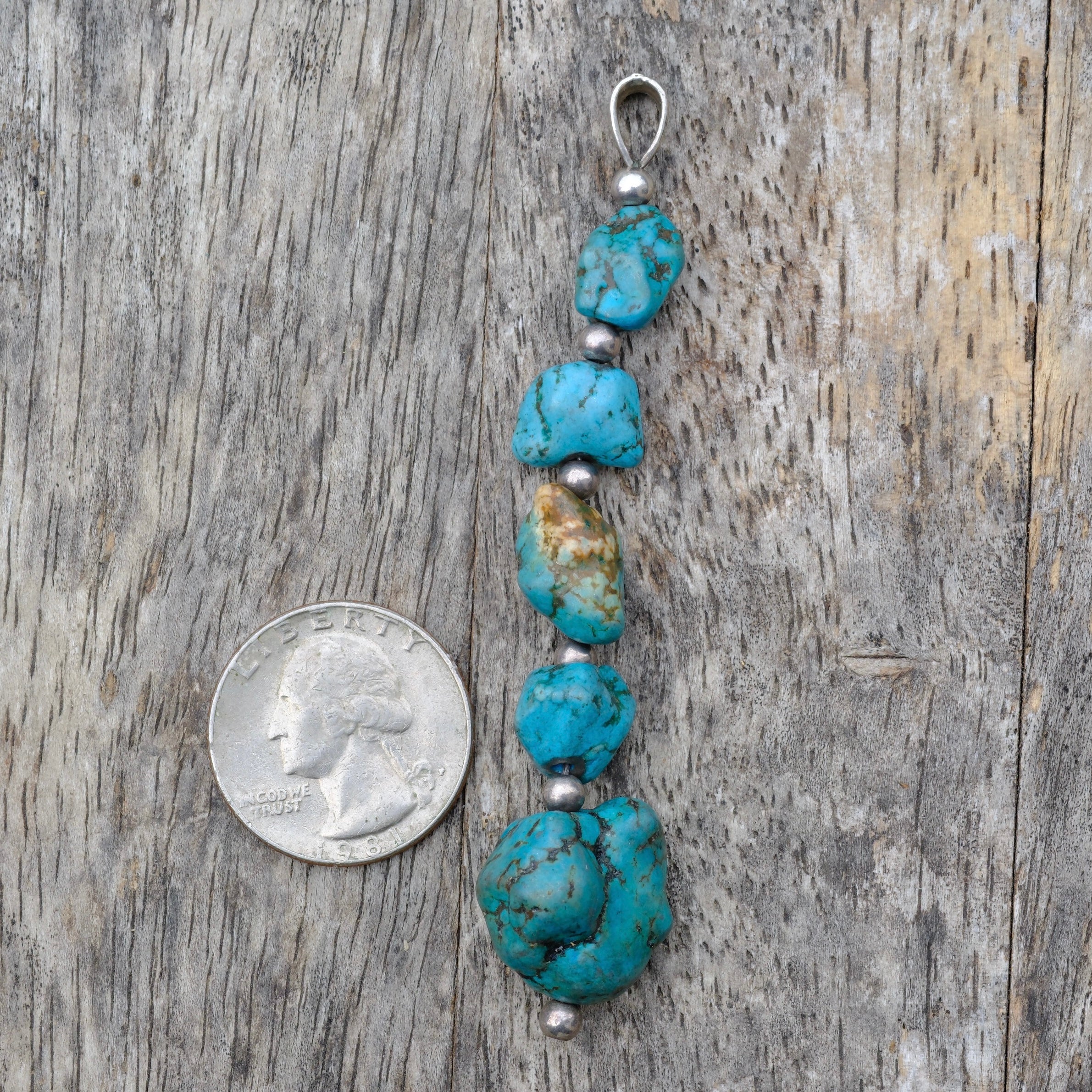 Vintage Sterling Turquoise Dangle Pendant