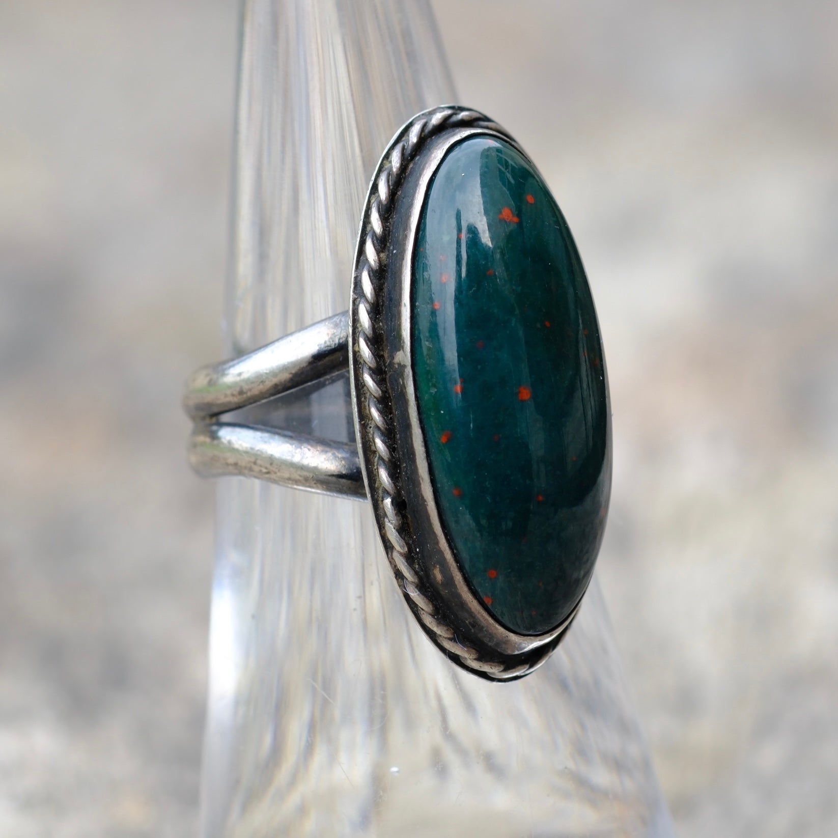 Vintage Sterling Bloodstone Ring 6