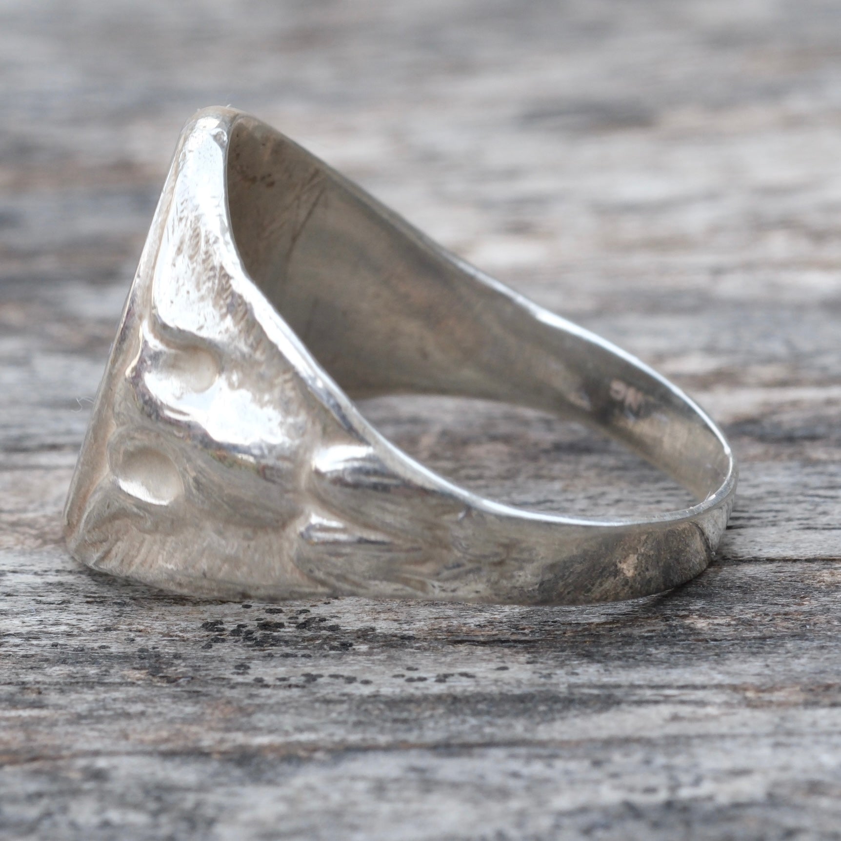 Vintage Sterling Silver Military Signet Ring 10