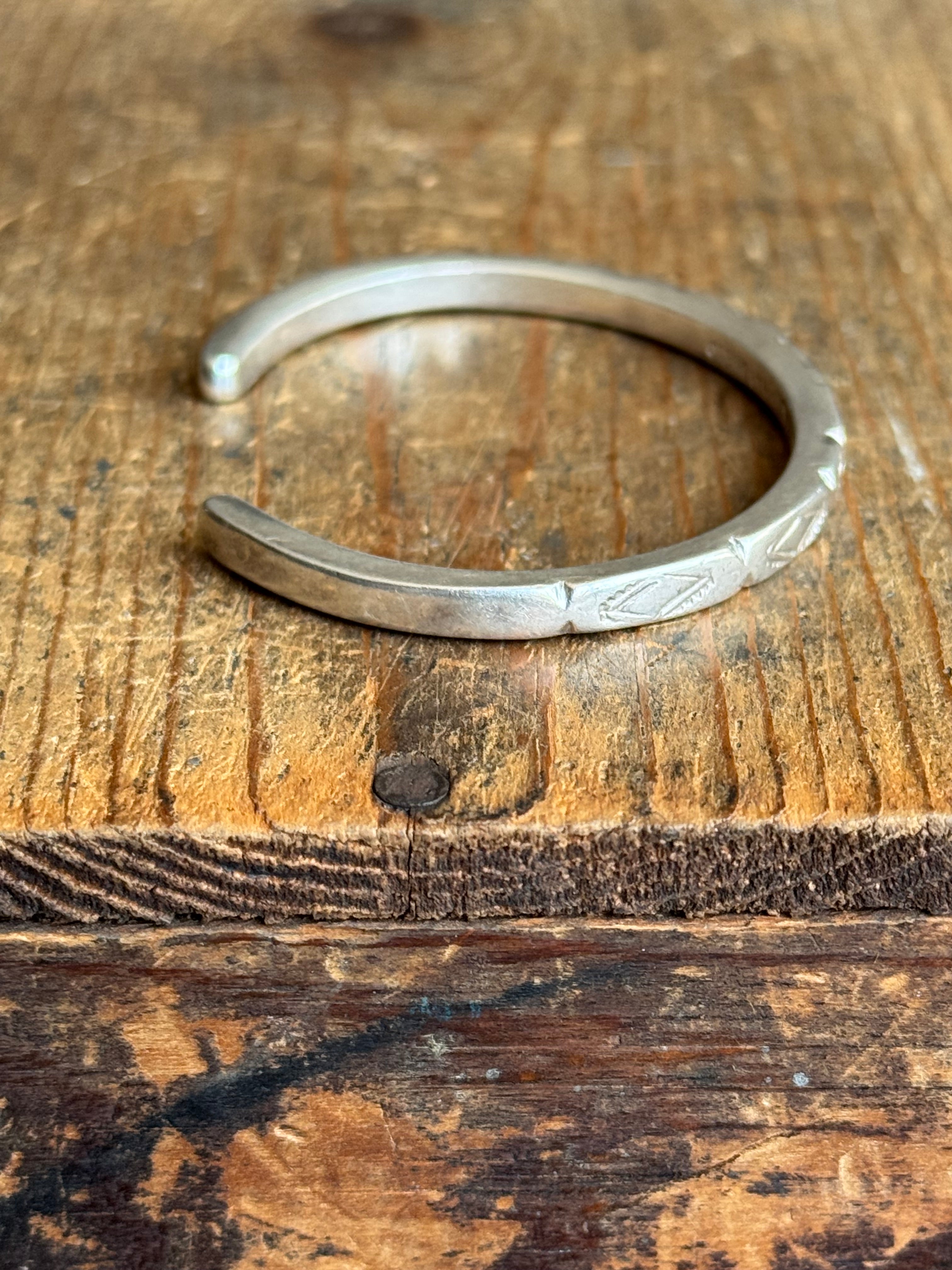 Vintage Sterling Silver Heavy Stamped Cuff