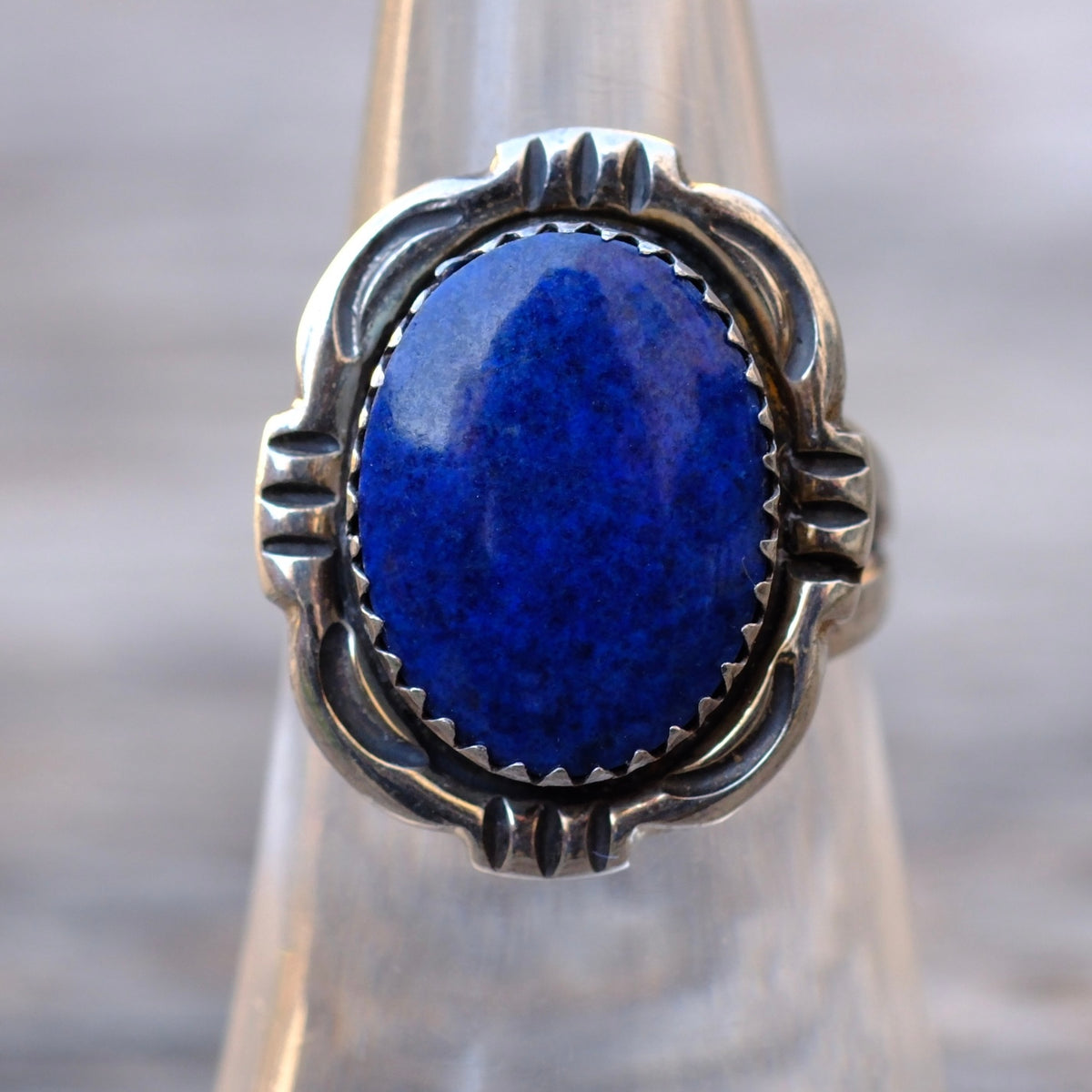 Vintage Sterling Lapis Ring 6.5