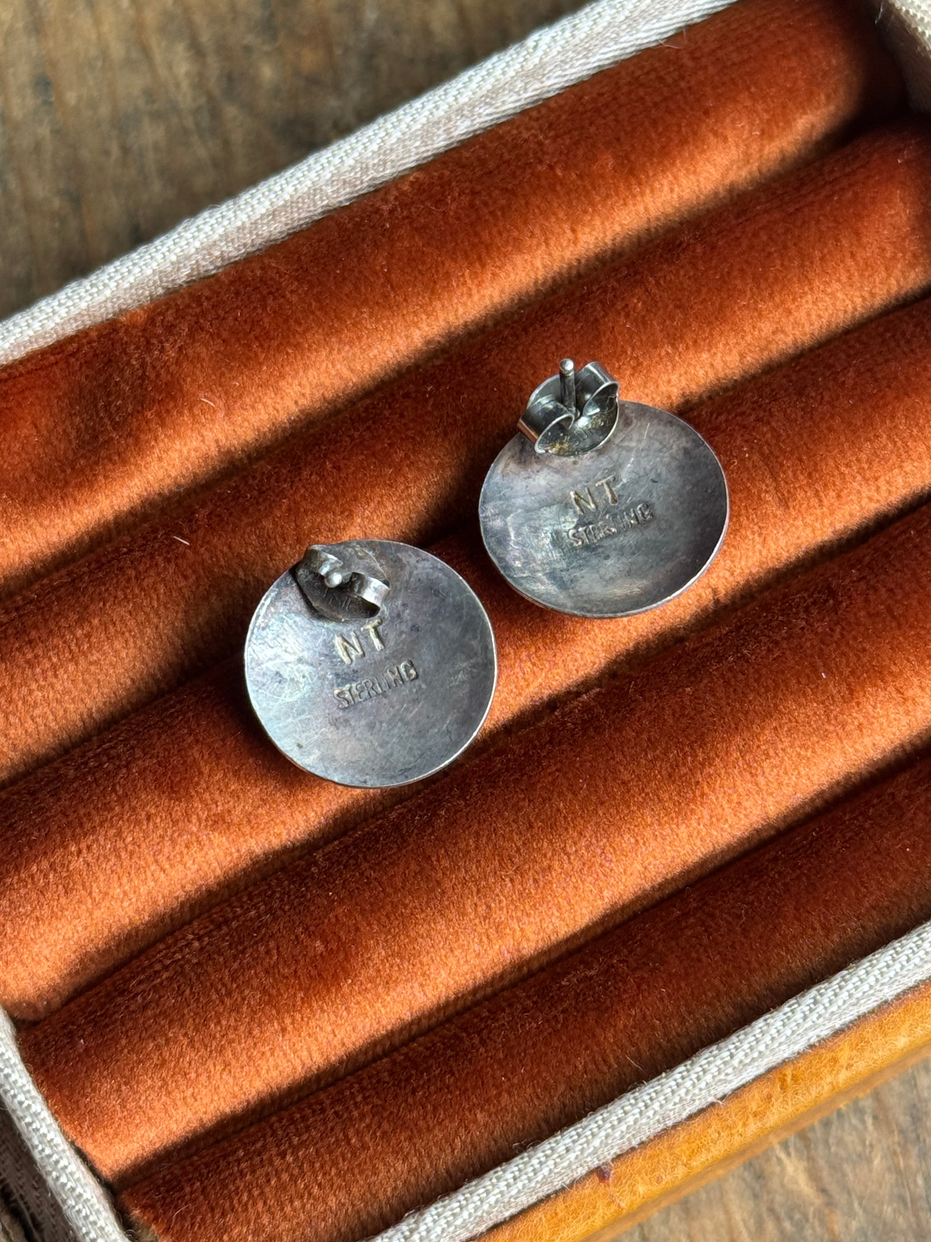 Vintage Sterling Silver Stamped Coin Earrings