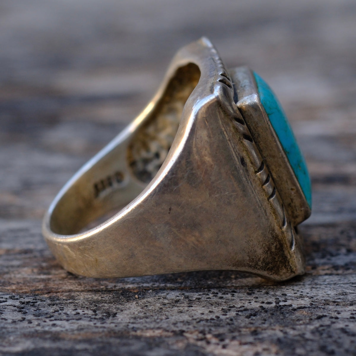 Vintage Sterling Turquoise Ring 9.75