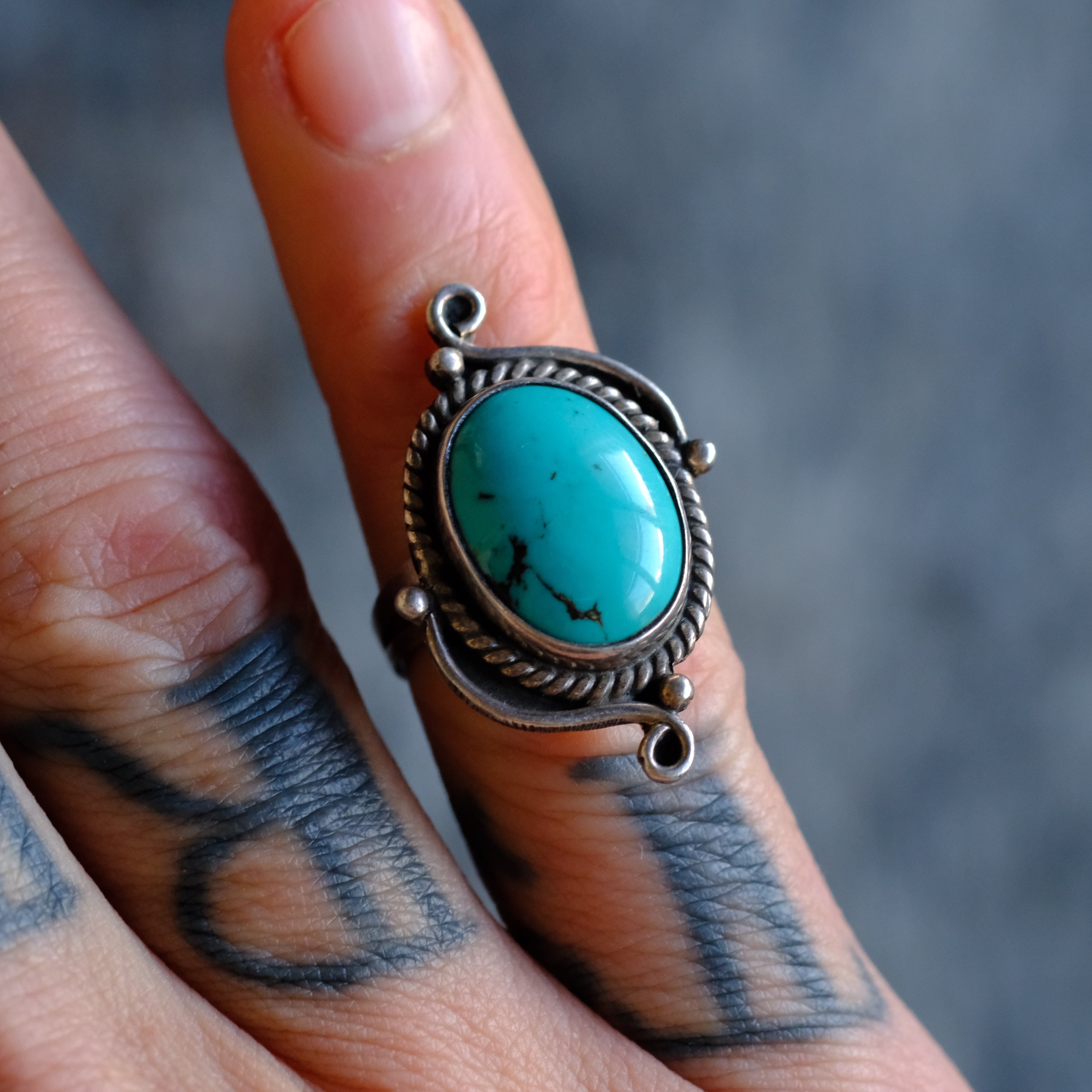 Vintage Sterling Turquoise Ring 5.5