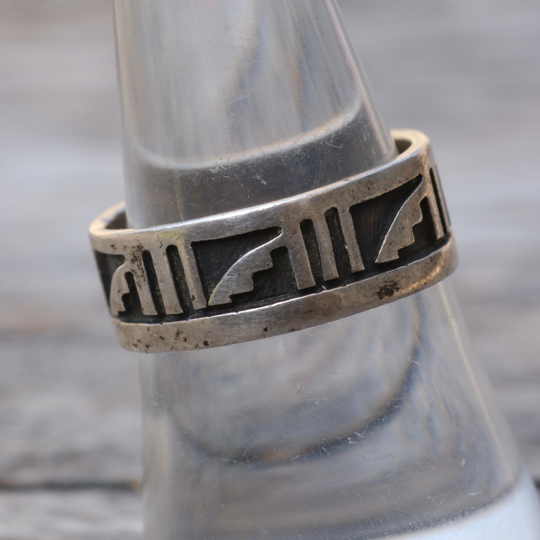 Vintage Sterling Tribal Band Ring 8.5
