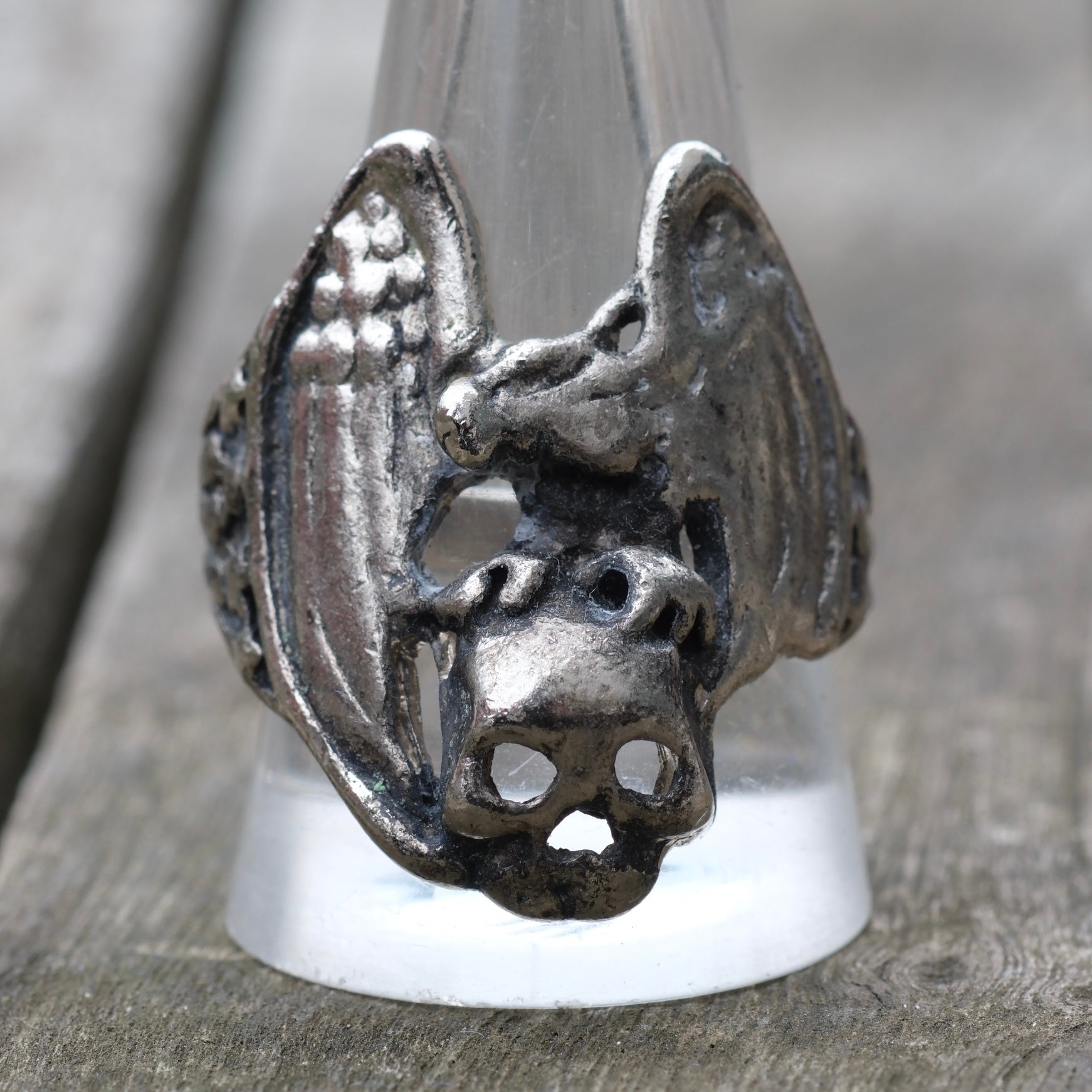 Vintage White Bronze Biker Ring 11
