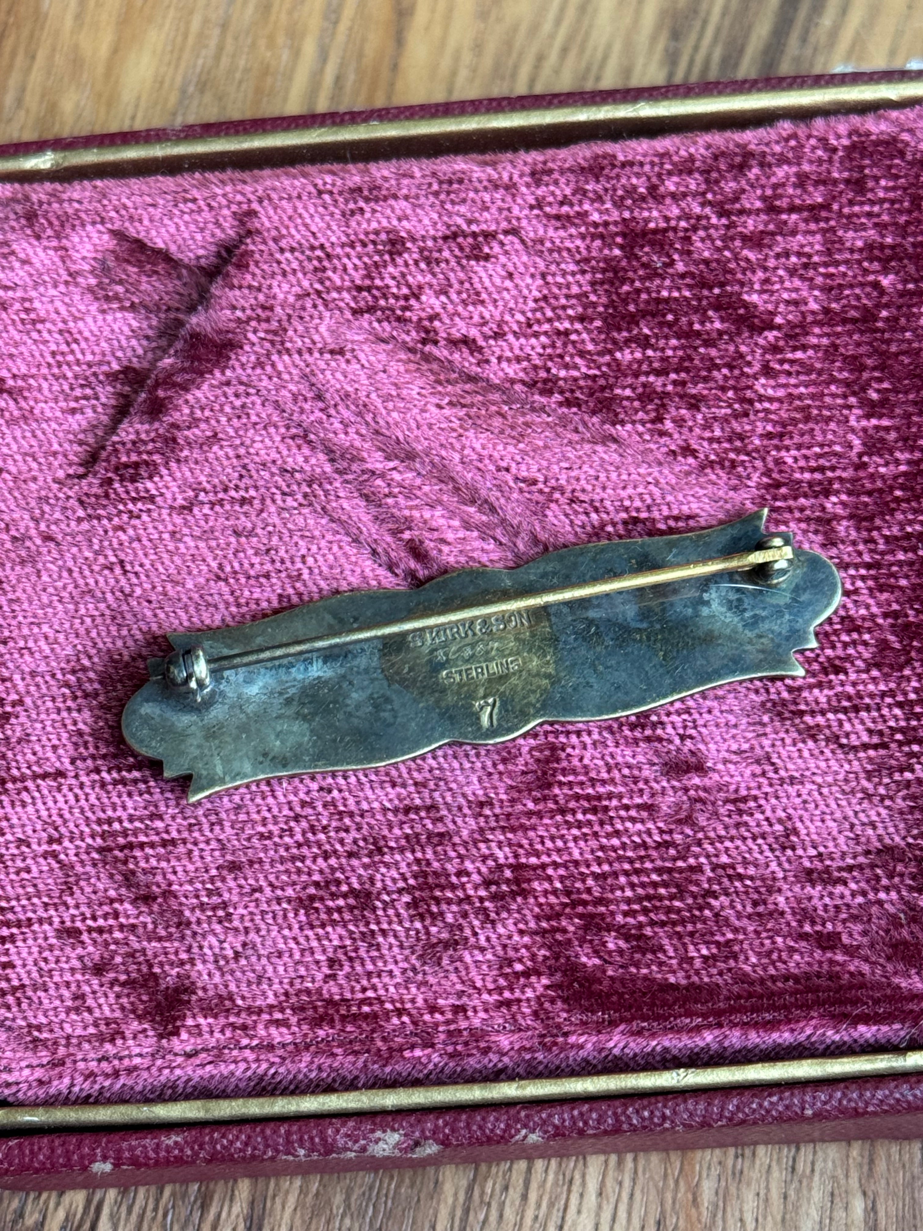 Vintage Sterling Silver Gold Toned Floral Banner Pin