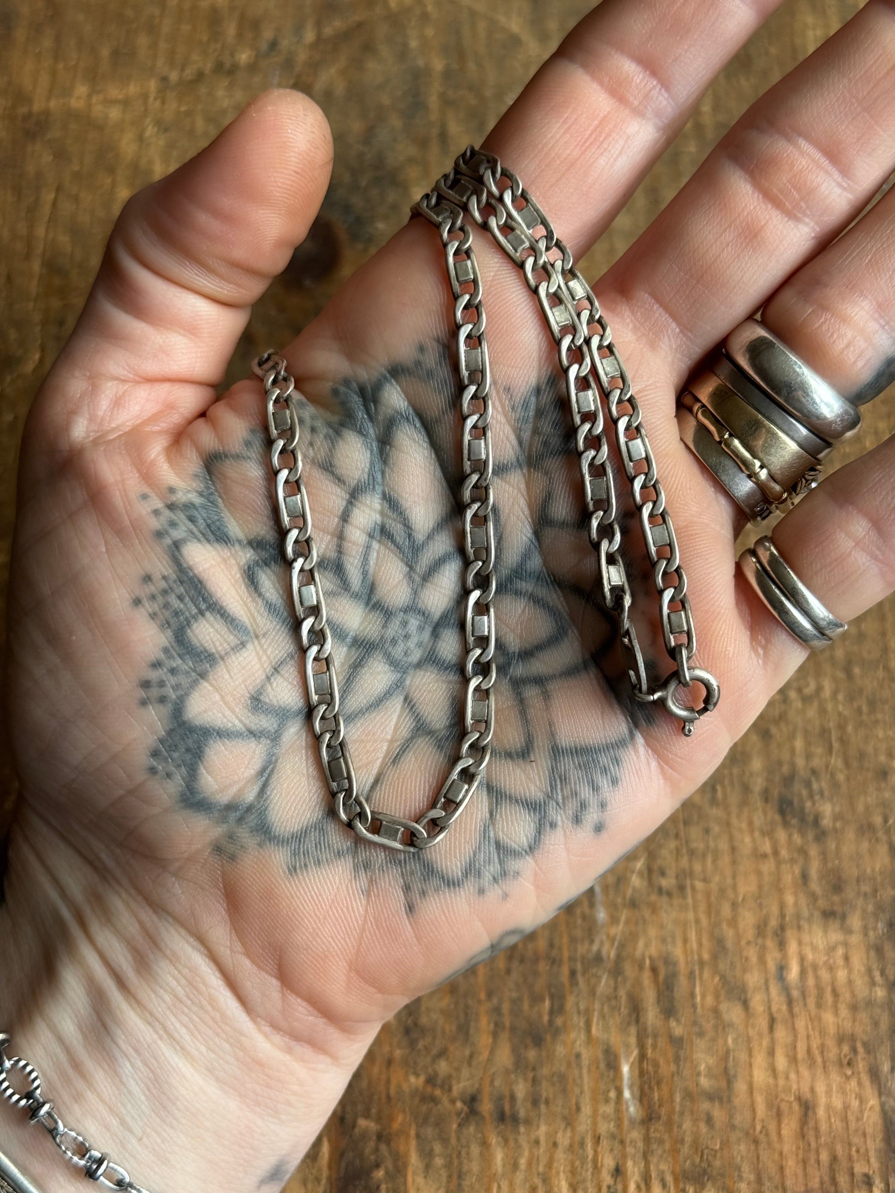 Vintage Sterling Silver 18” Mariner Link Chain