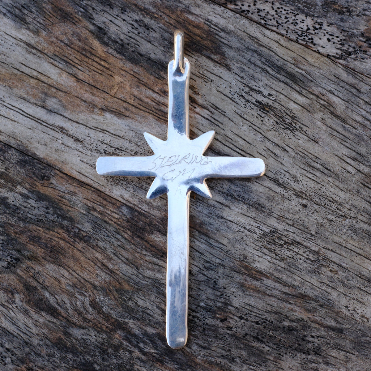 Vintage Sterling Silver Sand Cast Cross Pendant