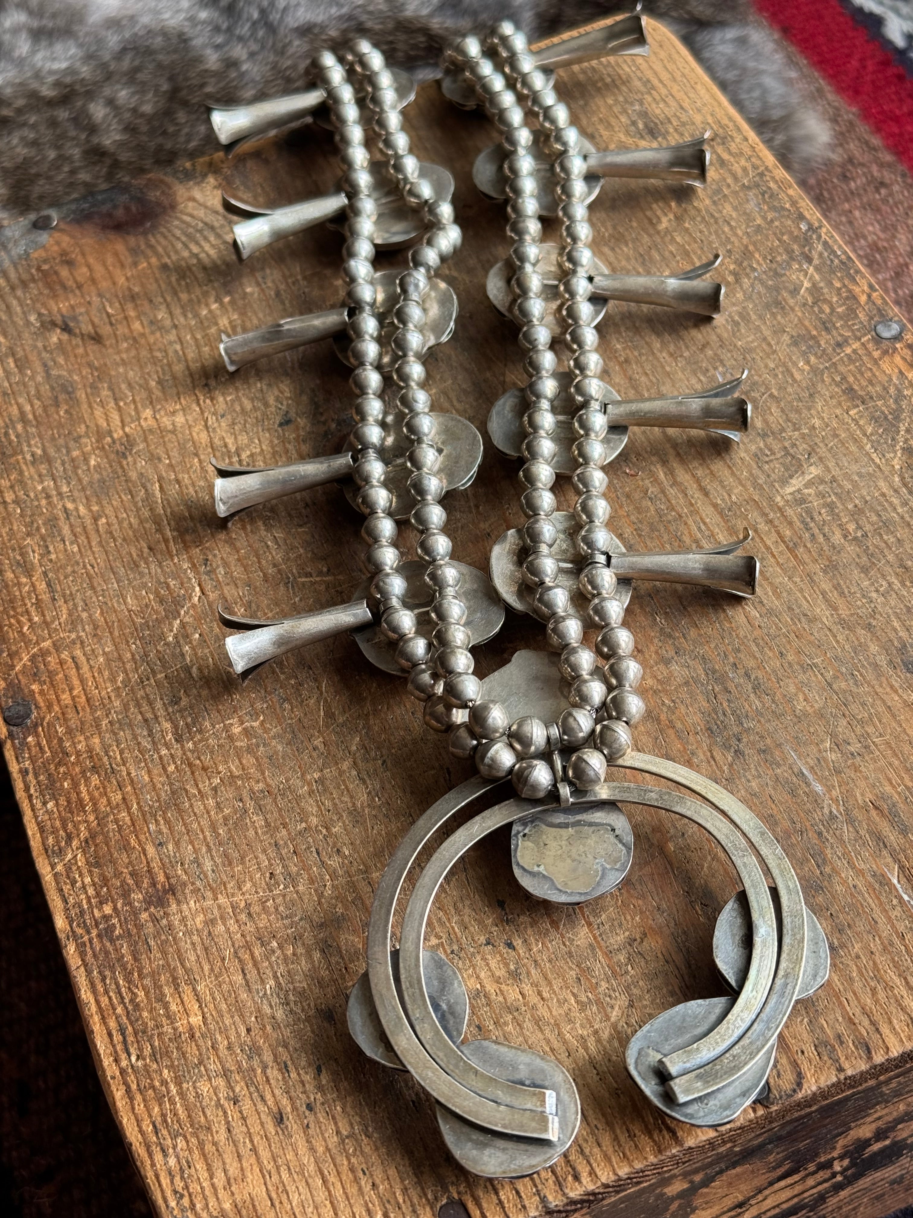 Vintage Sterling Silver MASSIVE Royston Turquoise Squash Blossom