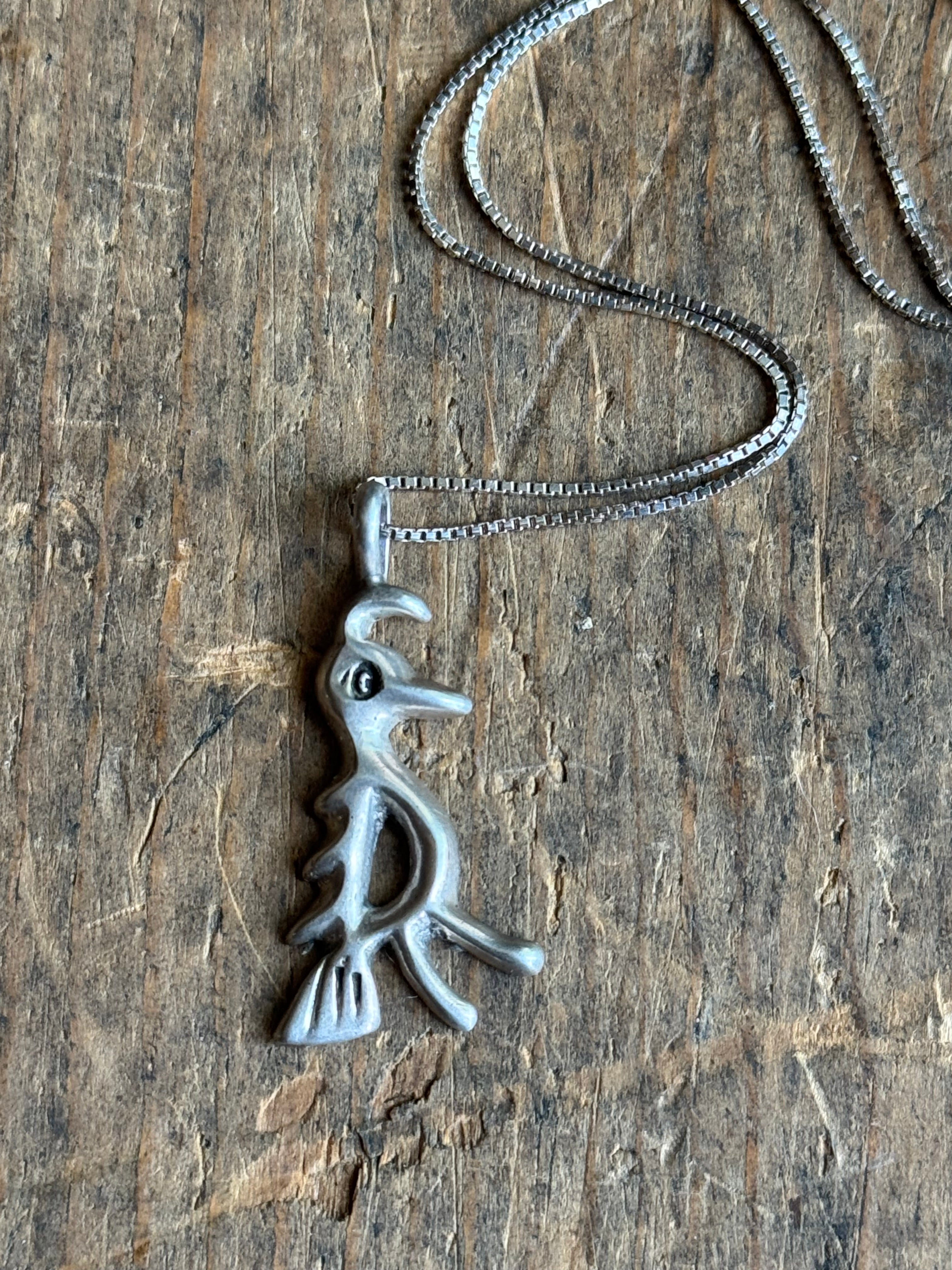 Vintage Sterling Silver Sandcast Partridge Necklace