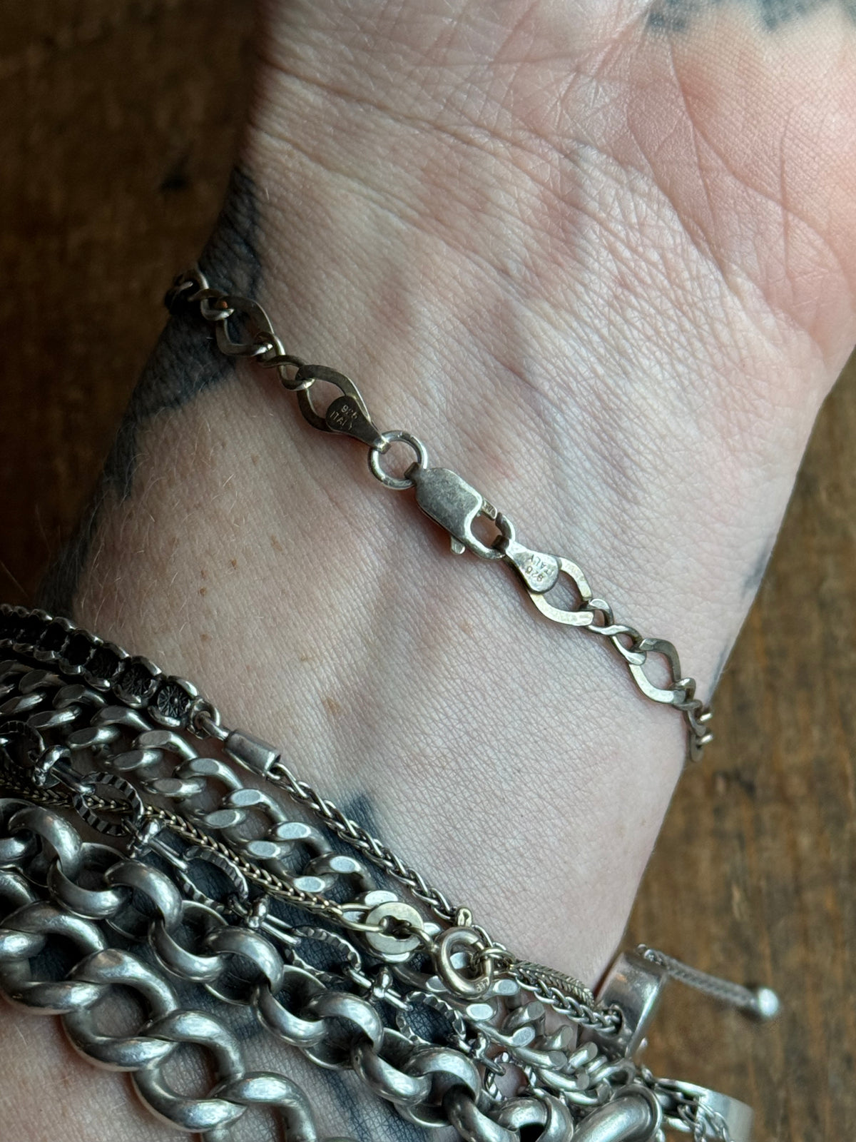 Vintage Sterling Silver Infinity Link Chain Bracelet
