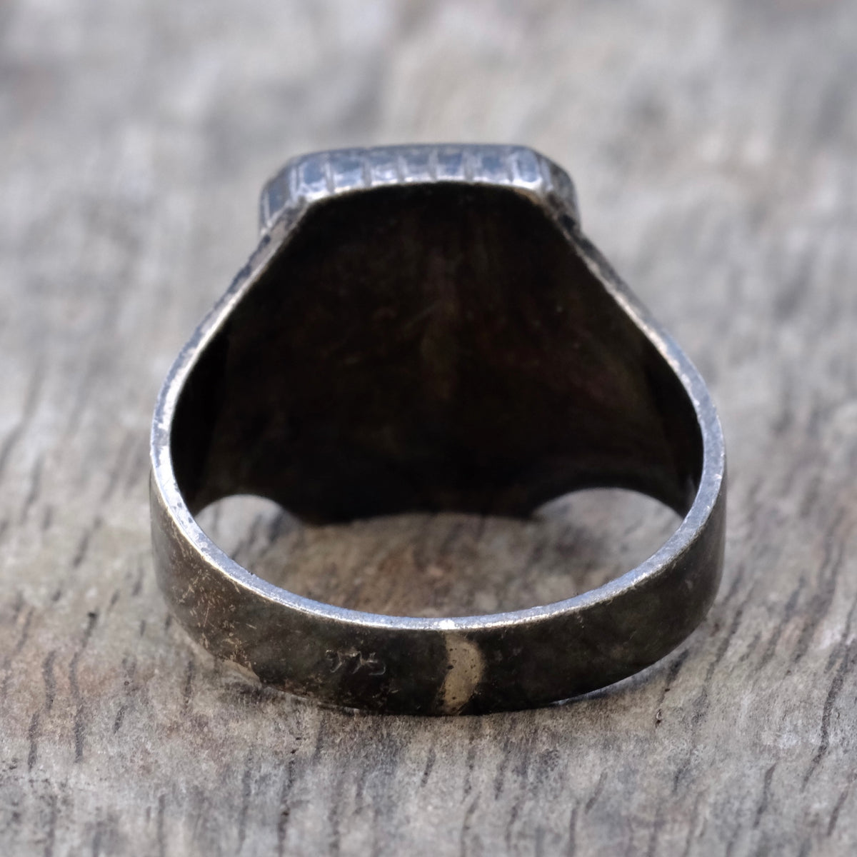 Vintage Sterling Abalone Cameo Signet Ring 10.75