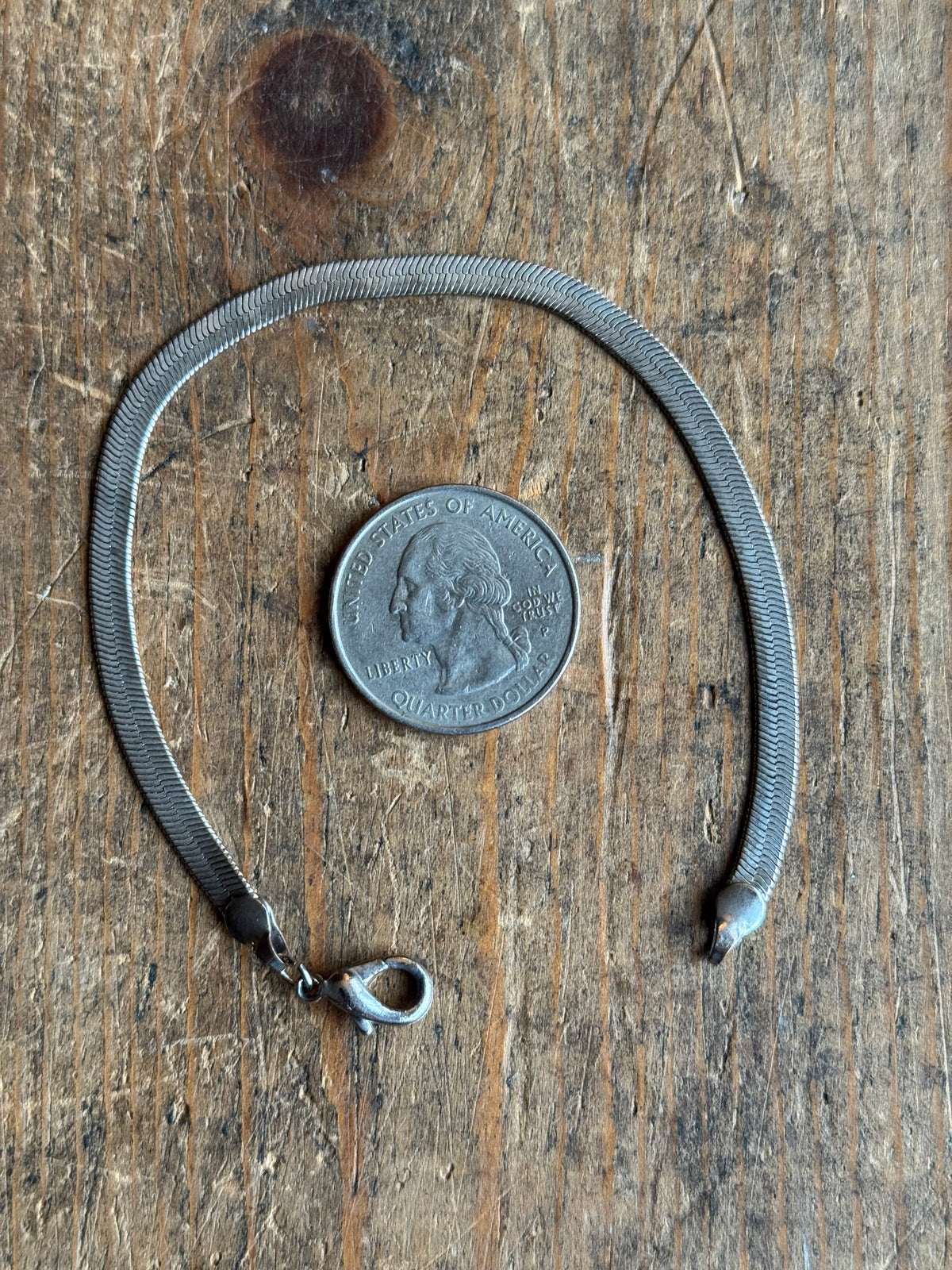 Vintage Sterling Silver Herringbone Chain Bracelet