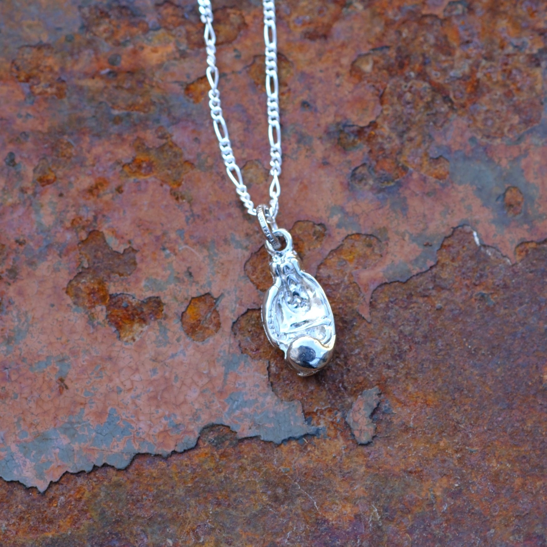 Vintage Sterling Silver Boxing Glove Necklace