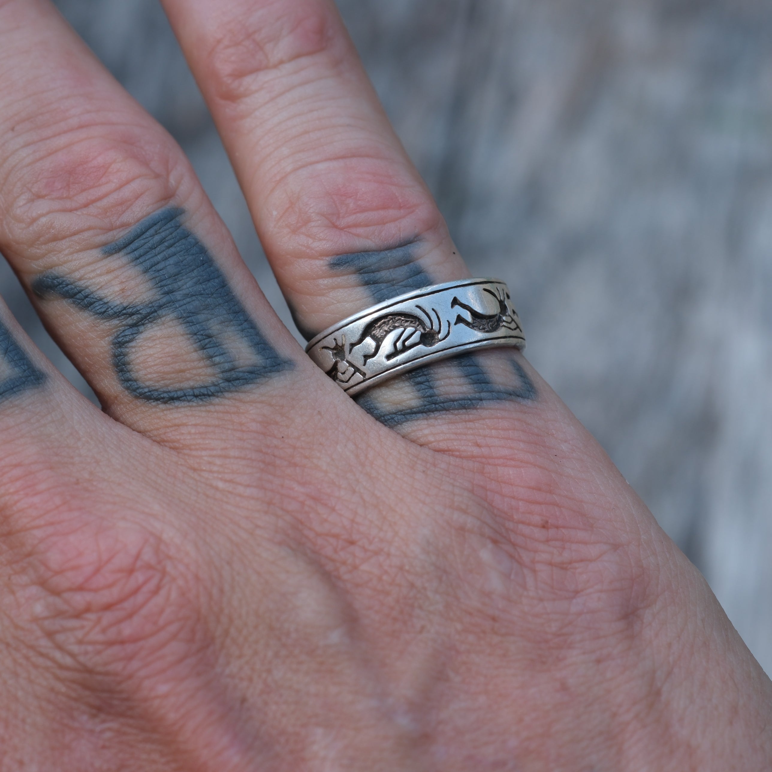 Vintage Sterling Silver Kokopelli Ring 7.5