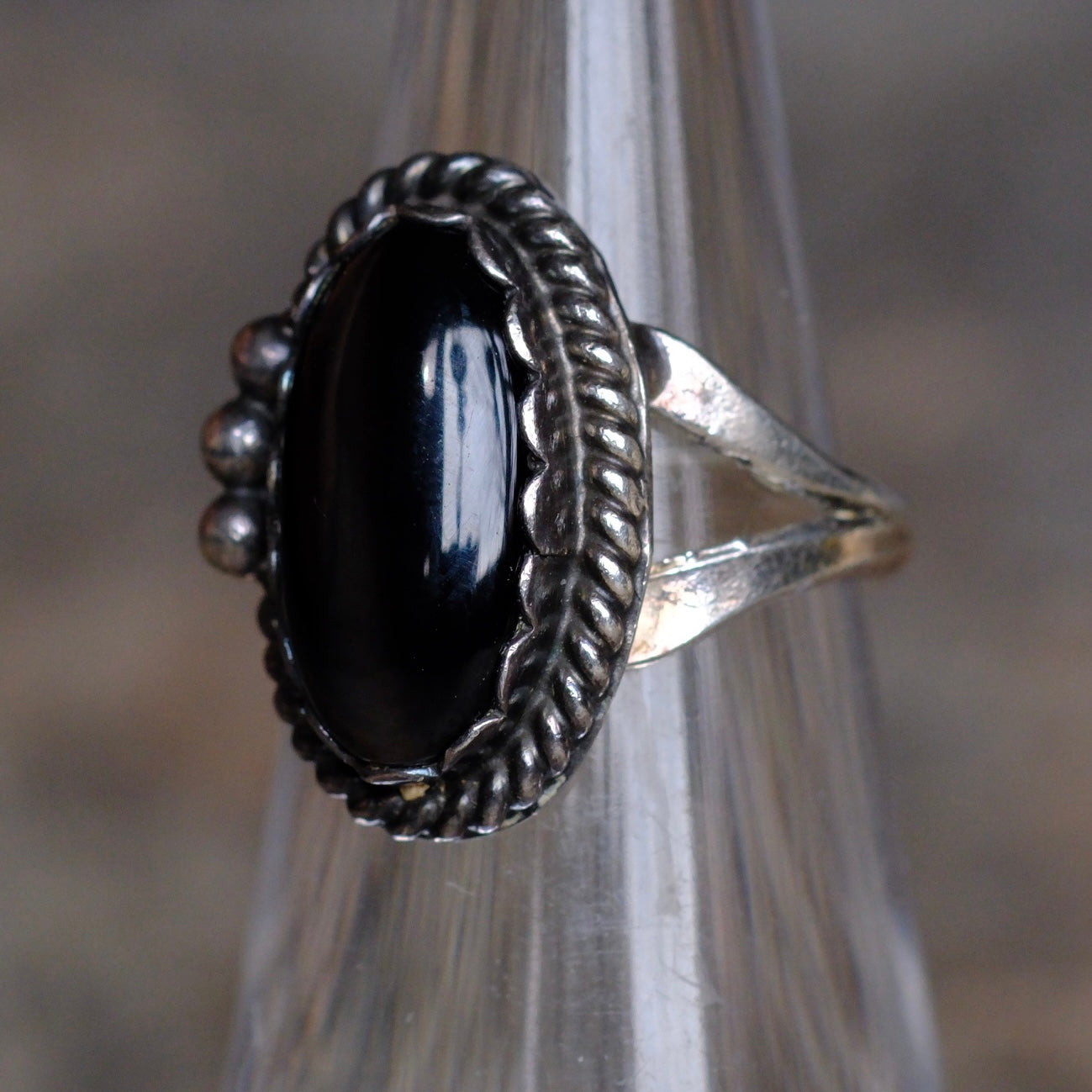 Vintage Sterling Onyx Roper Ring 3.25