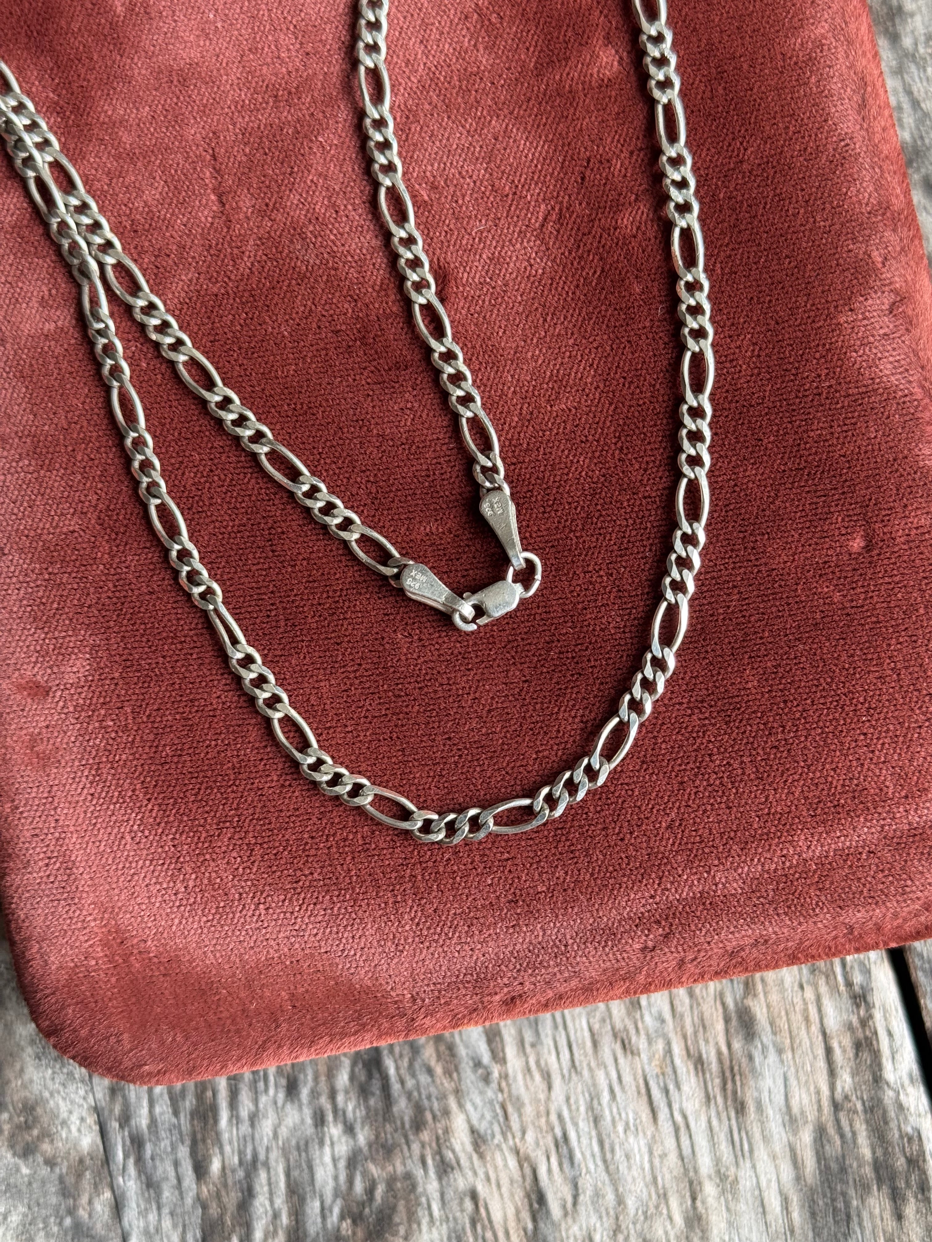 Vintage Sterling Silver 18” Figaro Chain