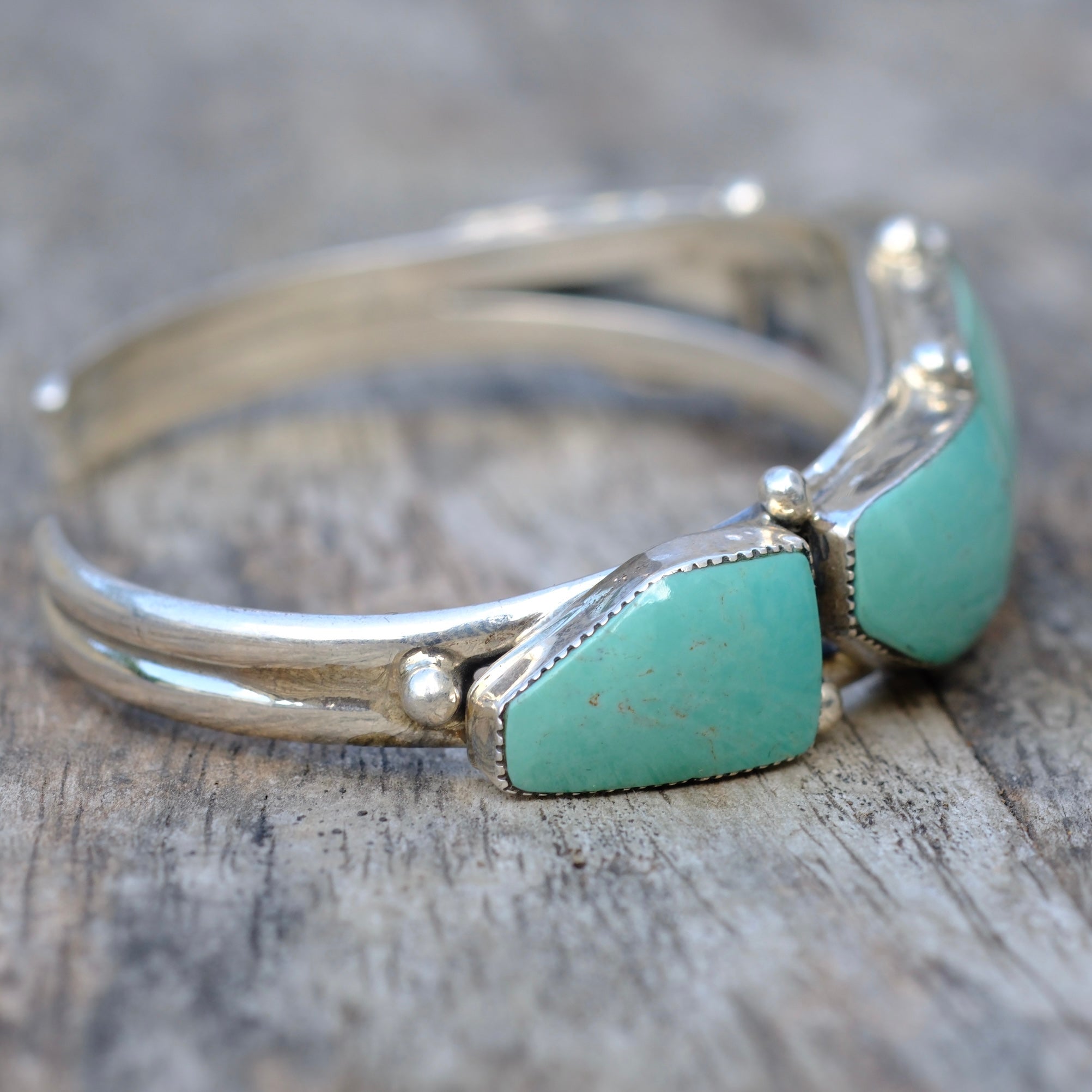 Vintage Sterling 5-Stone Turquoise Cuff Bracelet