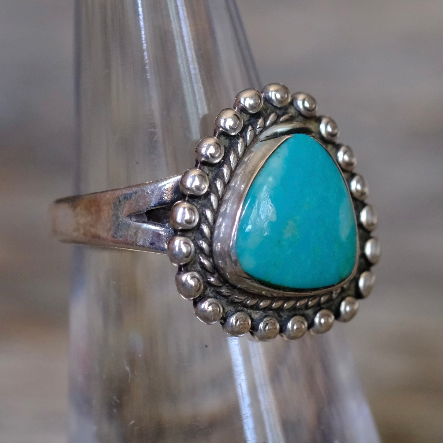 Vintage Sterling Turquoise Ring 5.25