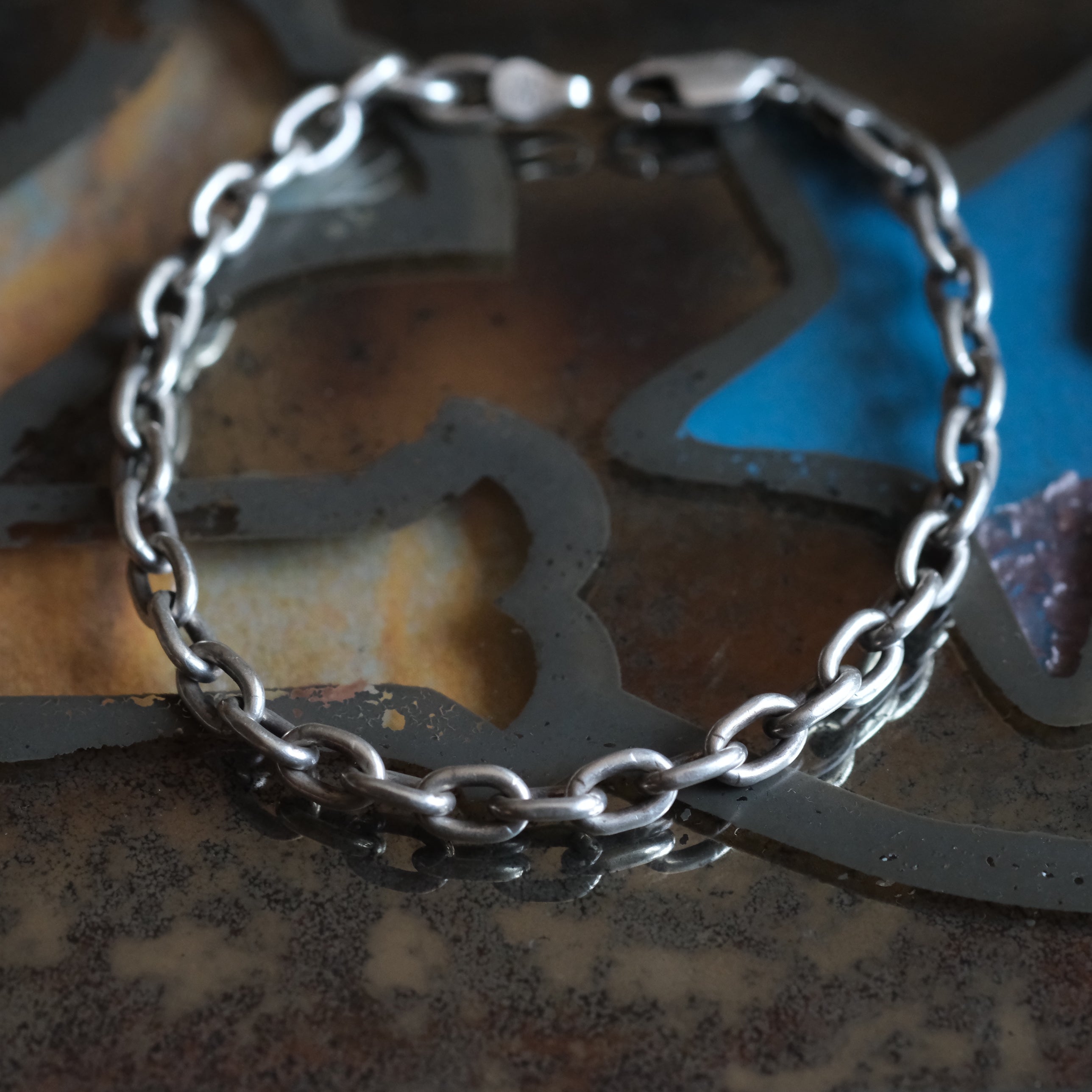 Vintage Sterling Silver Chain Bracelet 7.75"