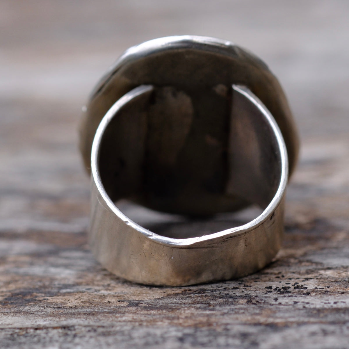 Vintage Sterling Turquoise Stamped Band Ring 11.5