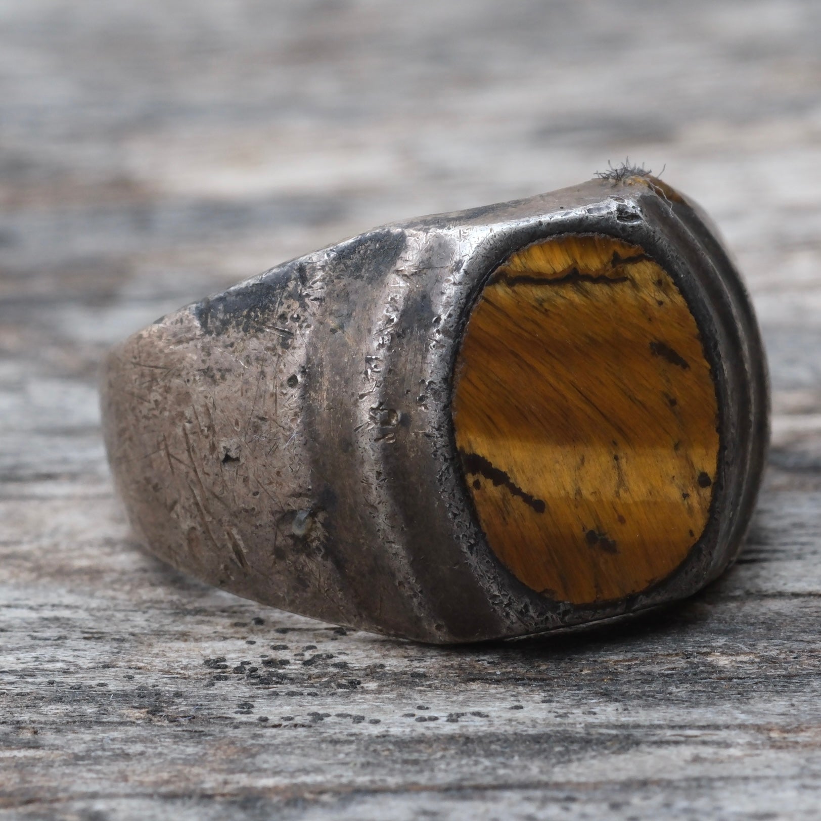 Vintage Sterling Tigers Eye Signet Ring 9.75