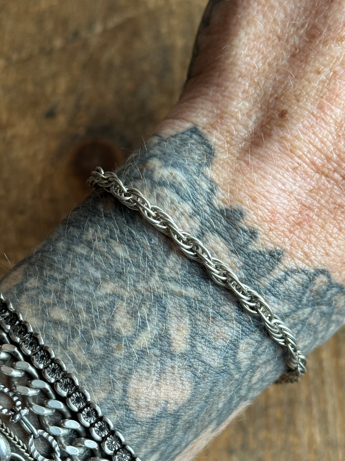 Vintage Sterling Silver Rope Chain Bracelet