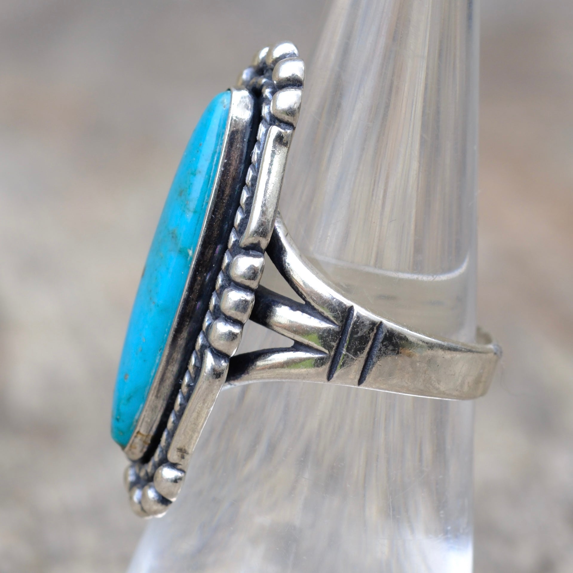 Vintage Sterling Turquoise Ring 6.5