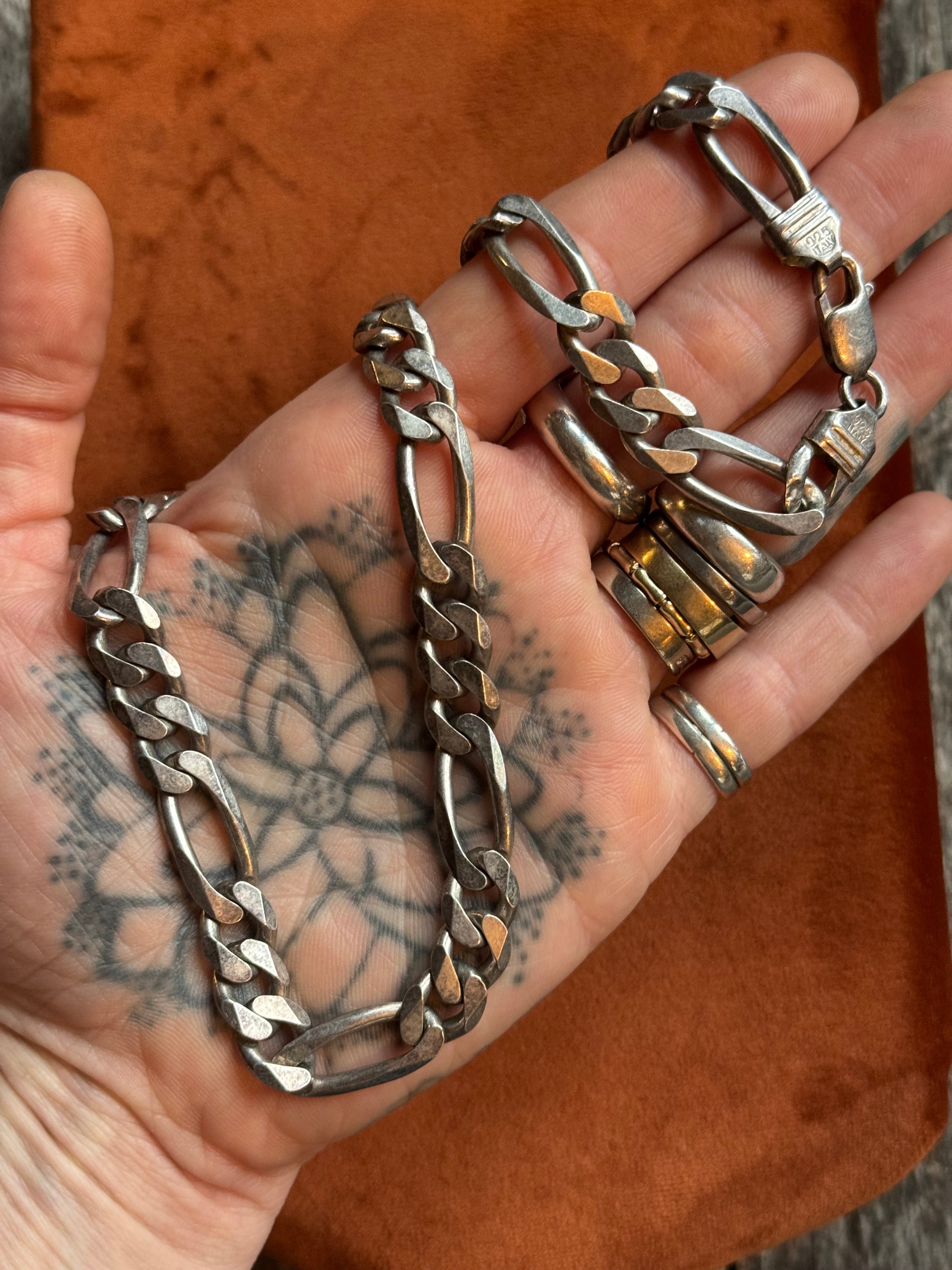 Vintage Sterling Silver 20” Figaro Chain