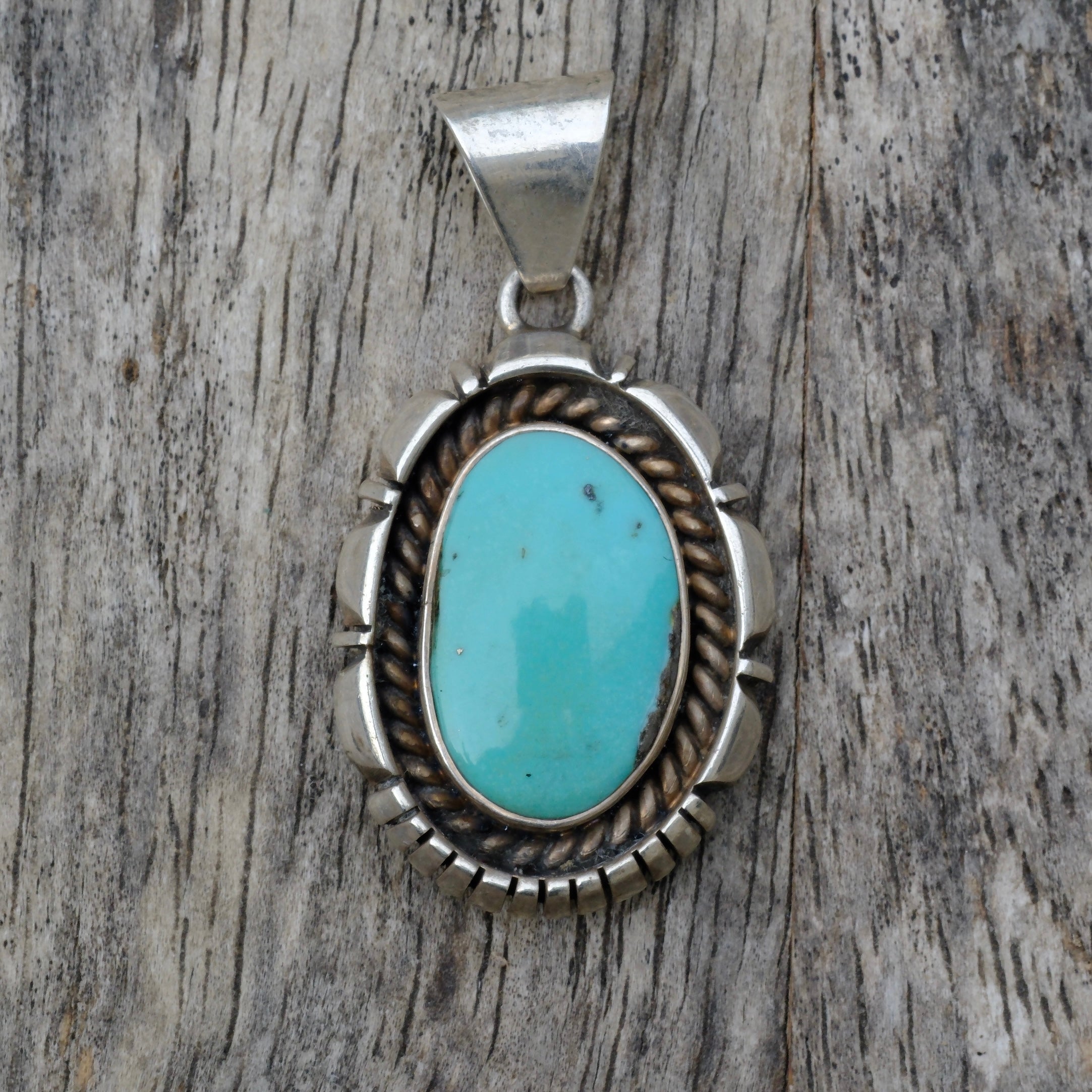 Vintage Sterling Turquoise Pendant