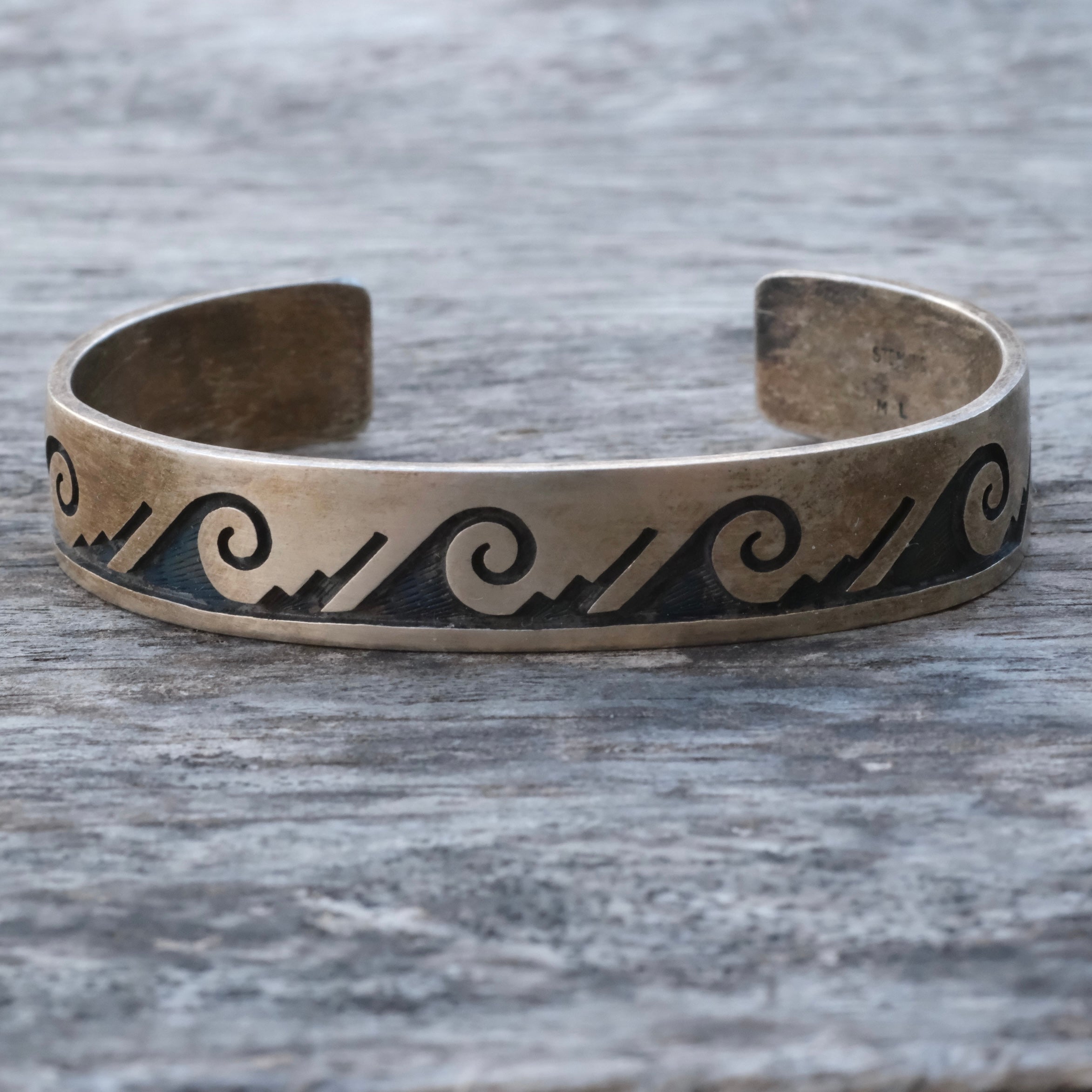 Vintage Sterling Stamped Cuff Bracelet
